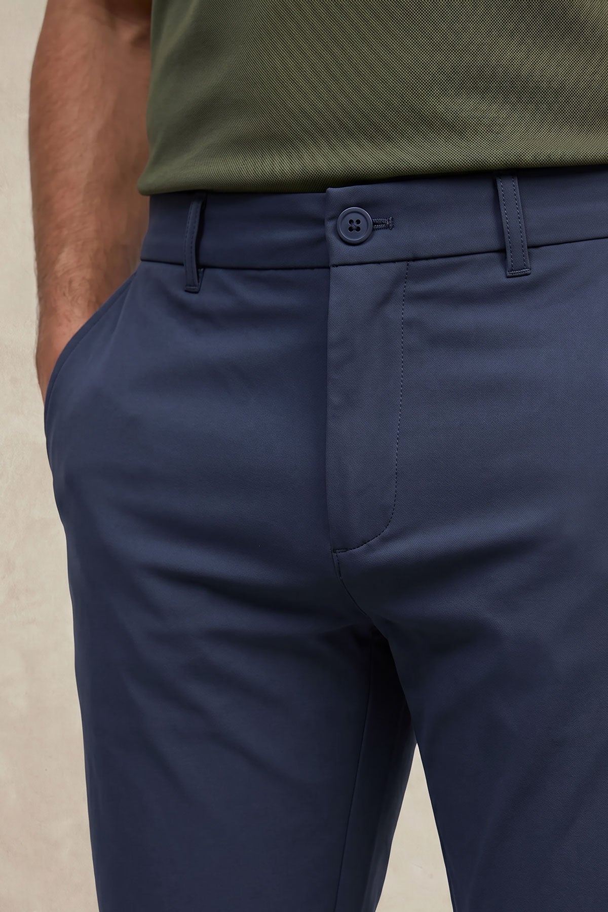Pantalon chino hombre azul medio slim Nova