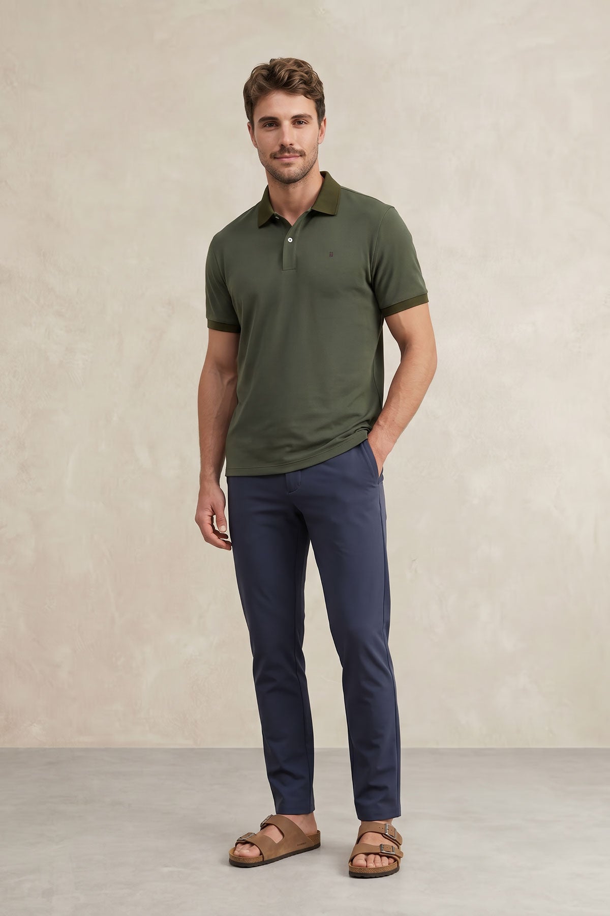 Pantalon chino hombre azul medio slim Nova