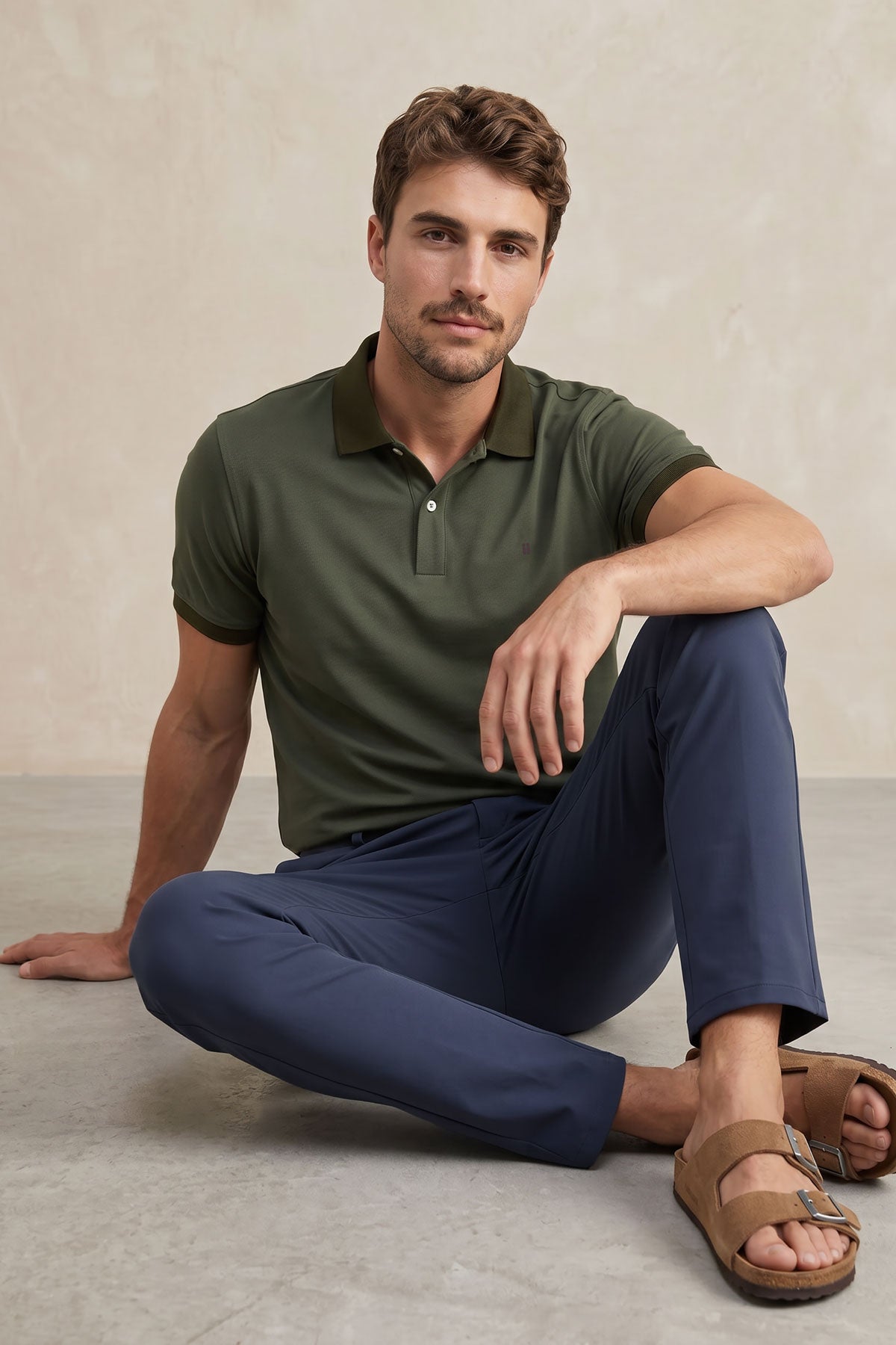 Pantalon chino hombre azul medio slim Nova