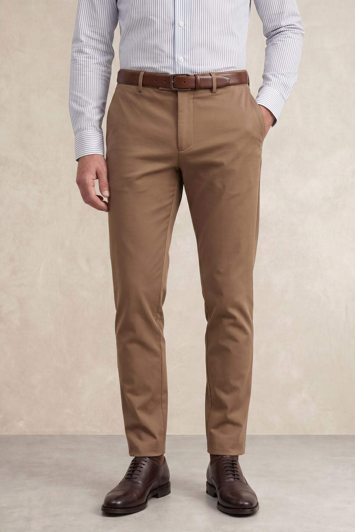 Pantalon chino hombre marron slim Nova