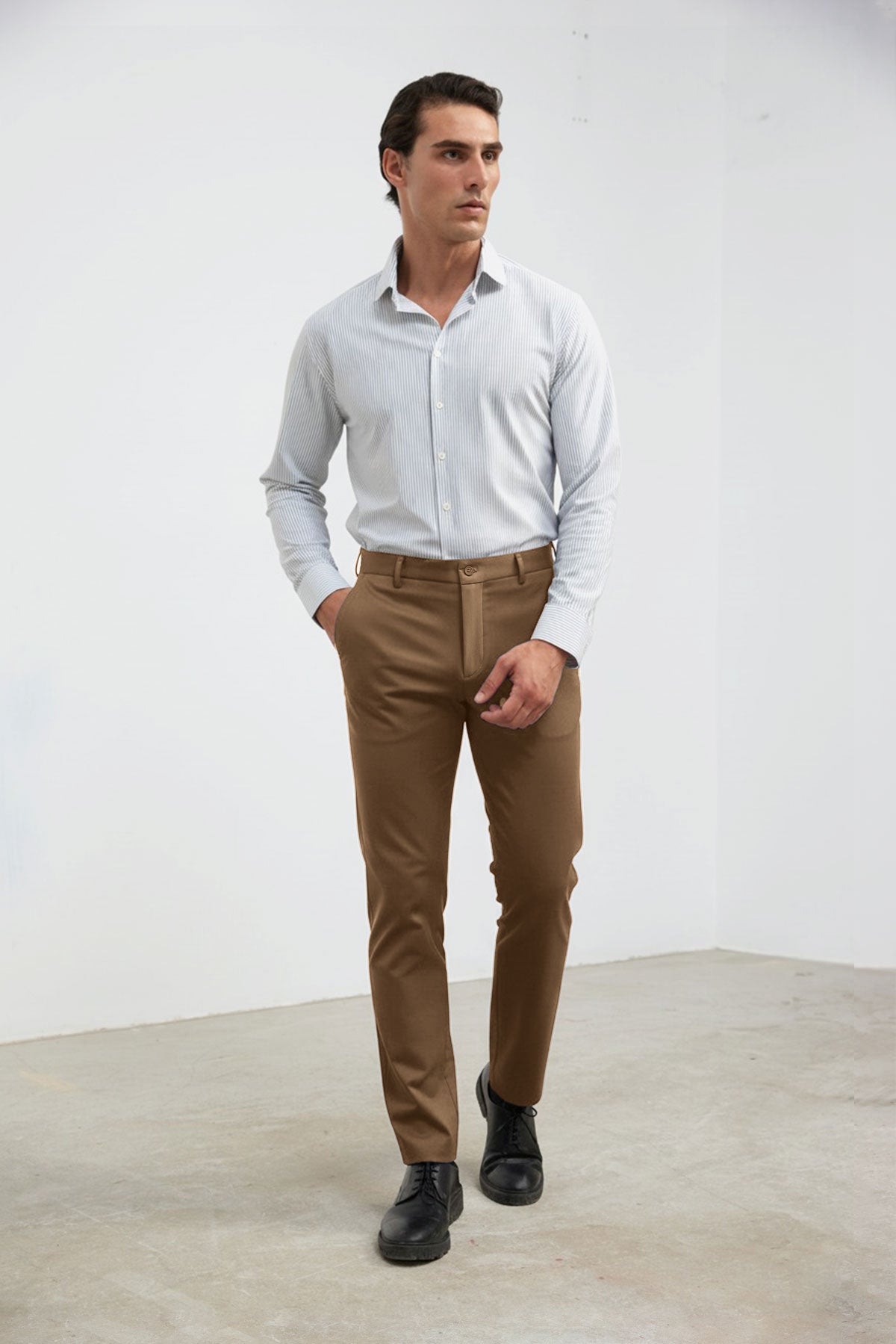 Pantalon chino hombre marron slim Nova