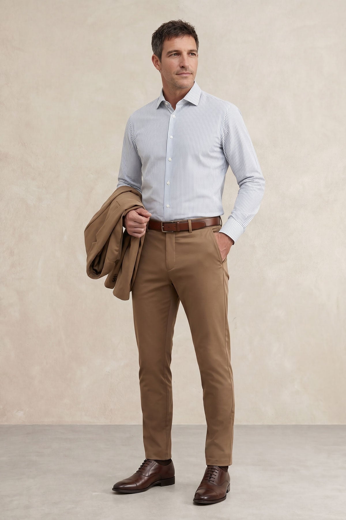 Pantalon chino hombre marron slim Nova