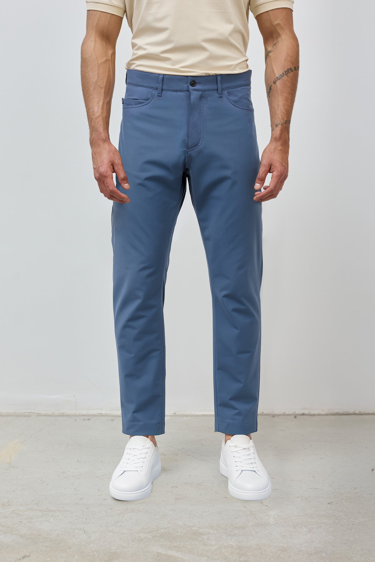 Calças azuis vintage masculinas de 6 bolsos