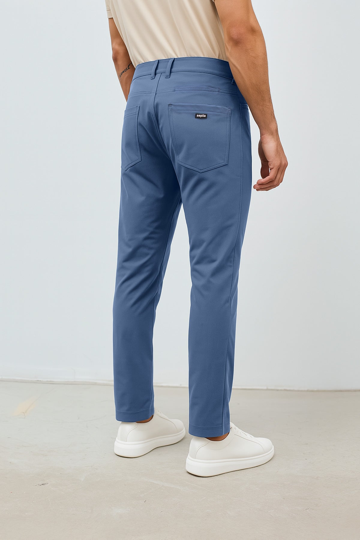 Calças azuis vintage masculinas de 6 bolsos