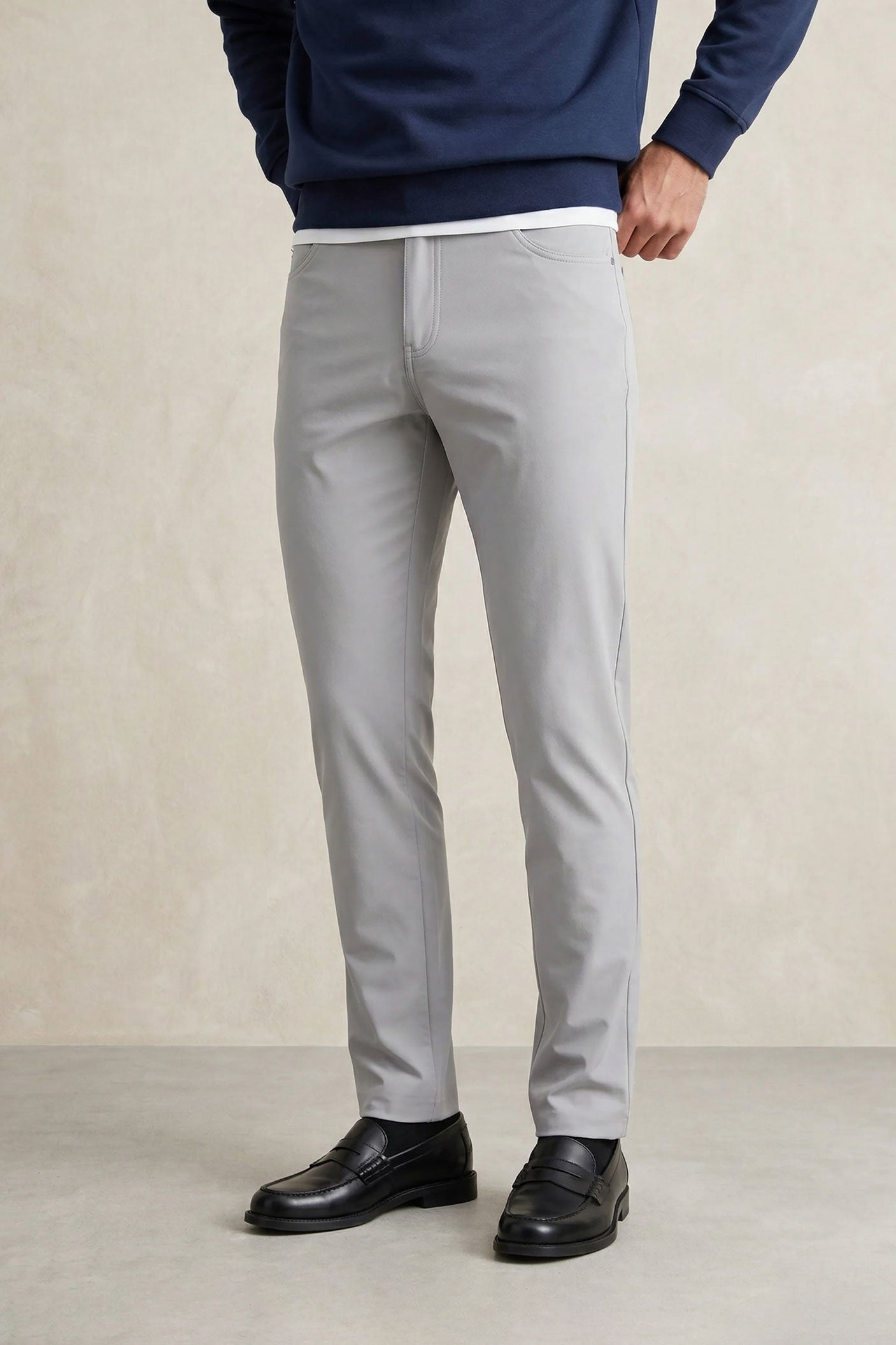 Calça de homem com 5 bolsos cinza Nova
