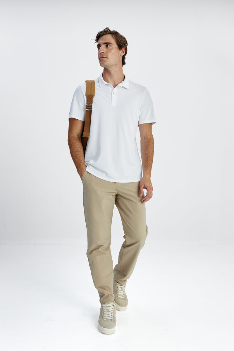 Short sleeve white polo shirt