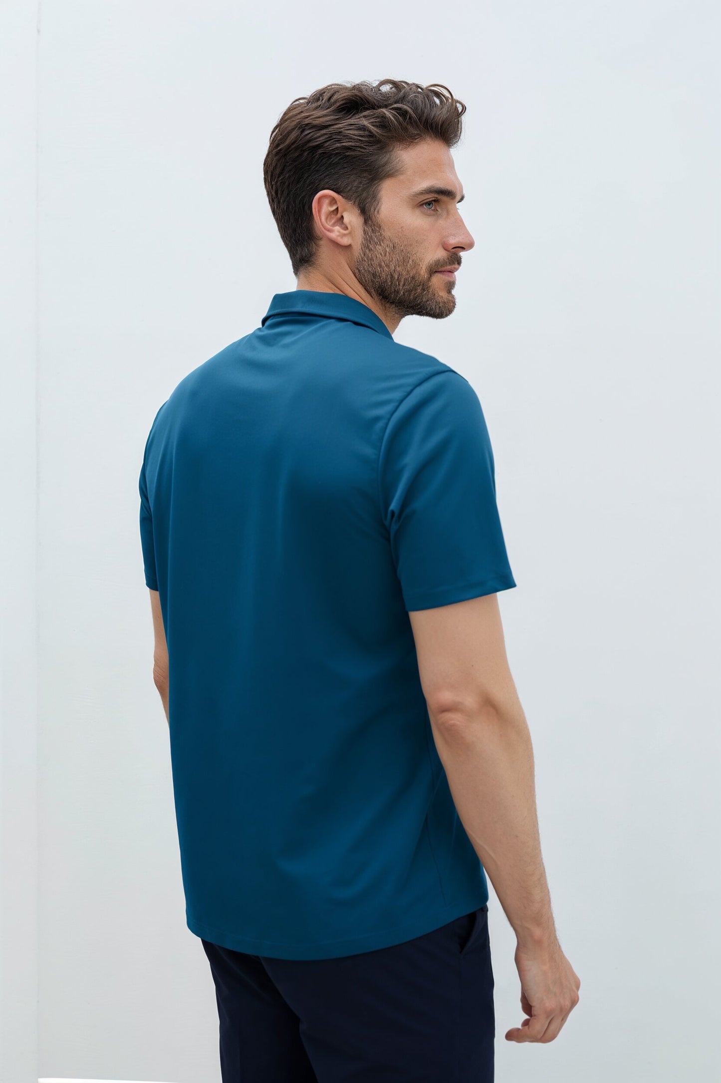 Neptune blue men's short-sleeved polo shirt