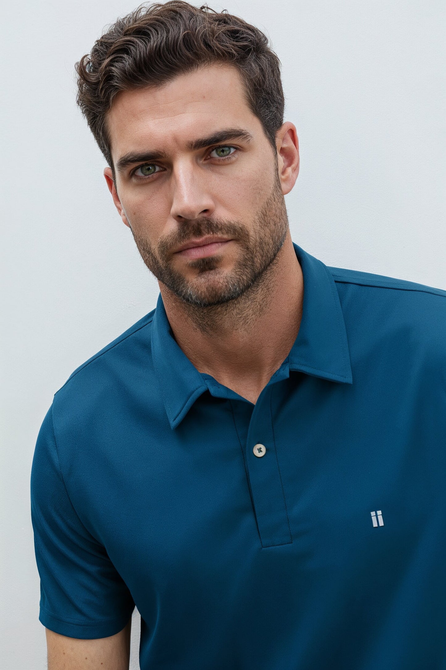 Neptune blue men's short-sleeved polo shirt
