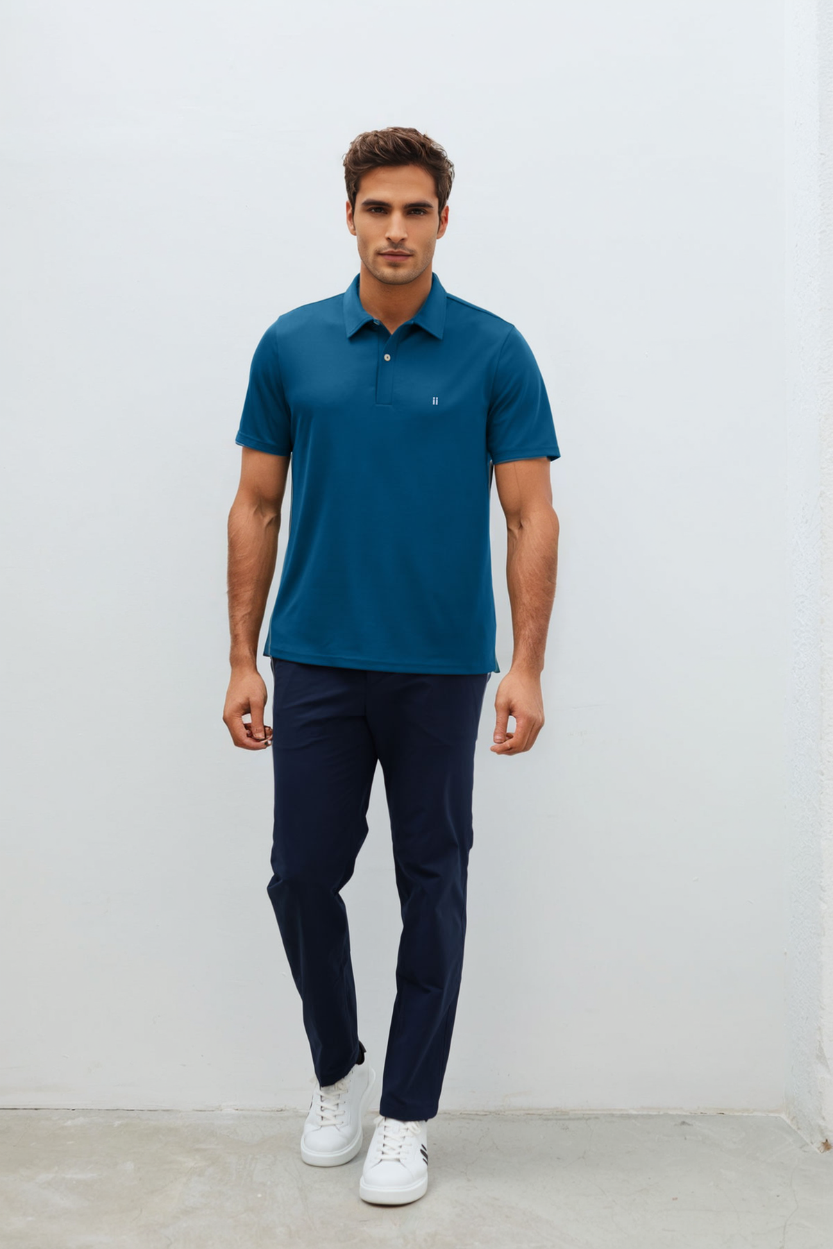 Neptune blue men's short-sleeved polo shirt