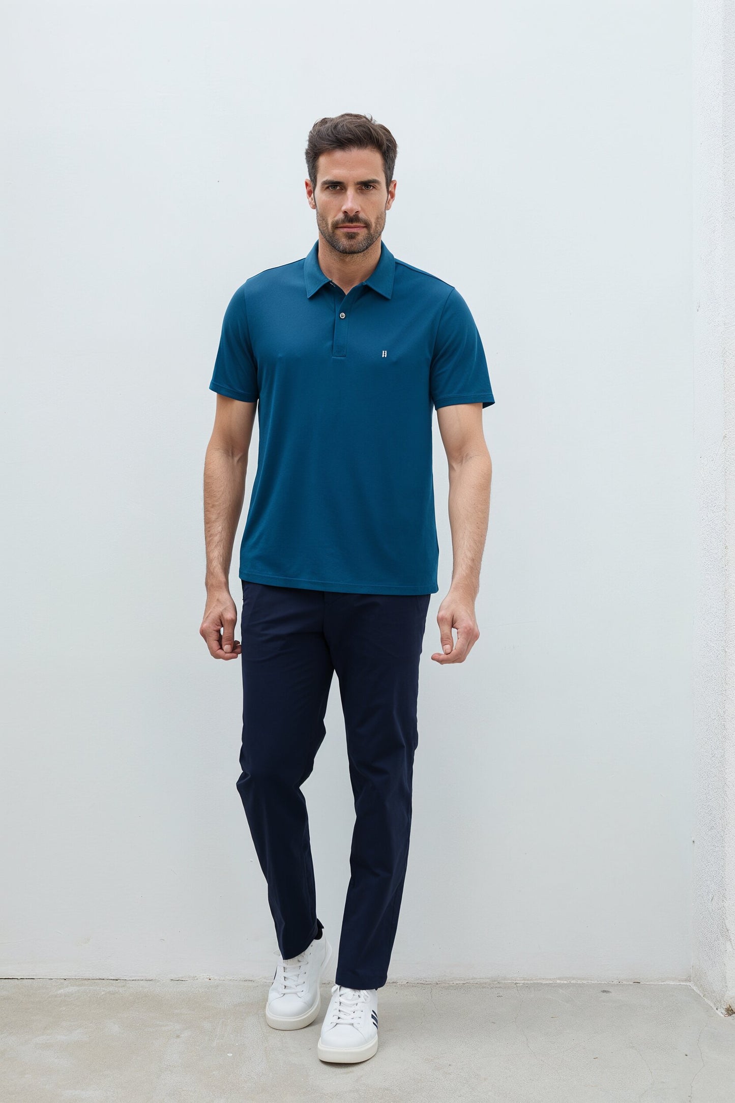 Neptune blue men's short-sleeved polo shirt