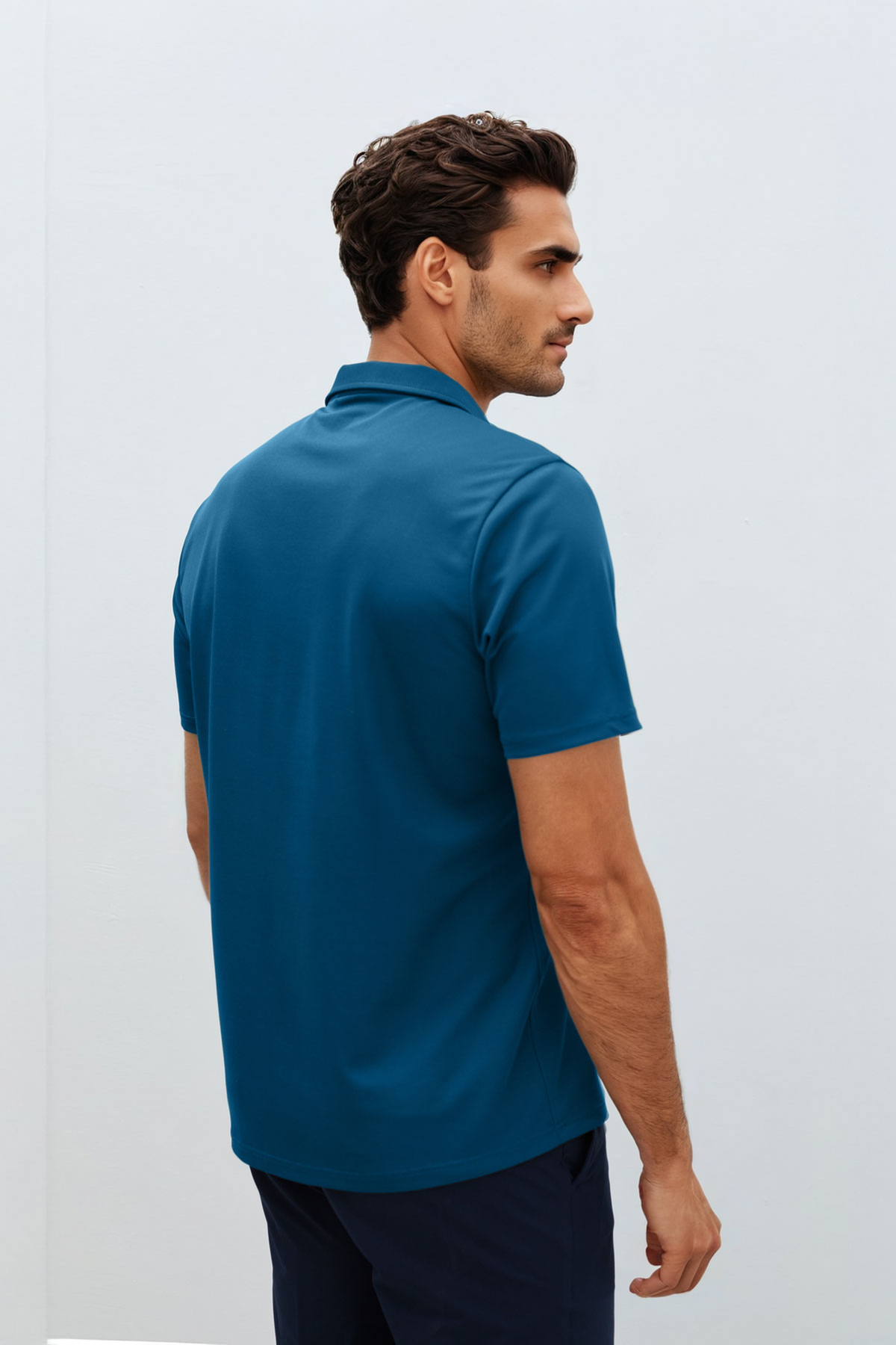 Neptune blue men's short-sleeved polo shirt