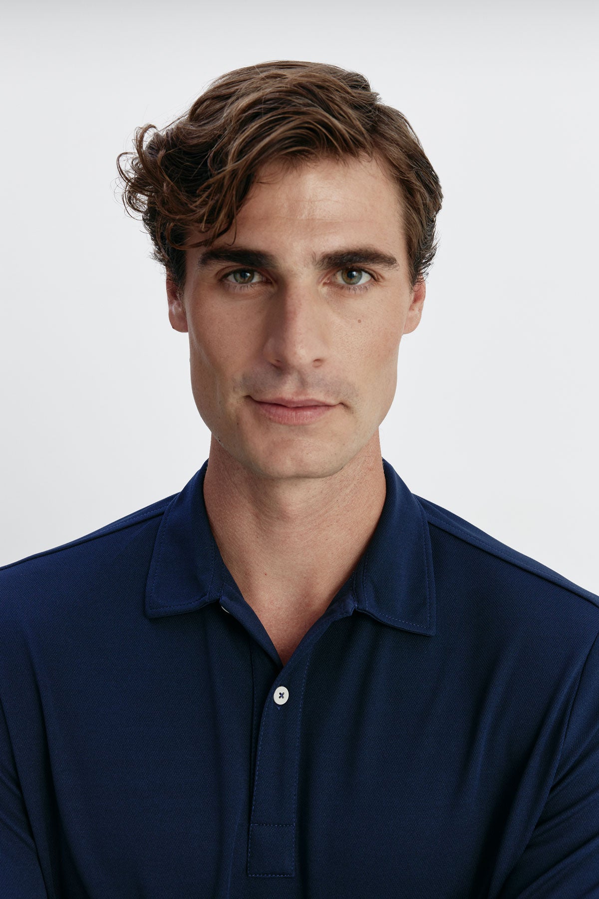 Long sleeve sapphire blue polo shirt