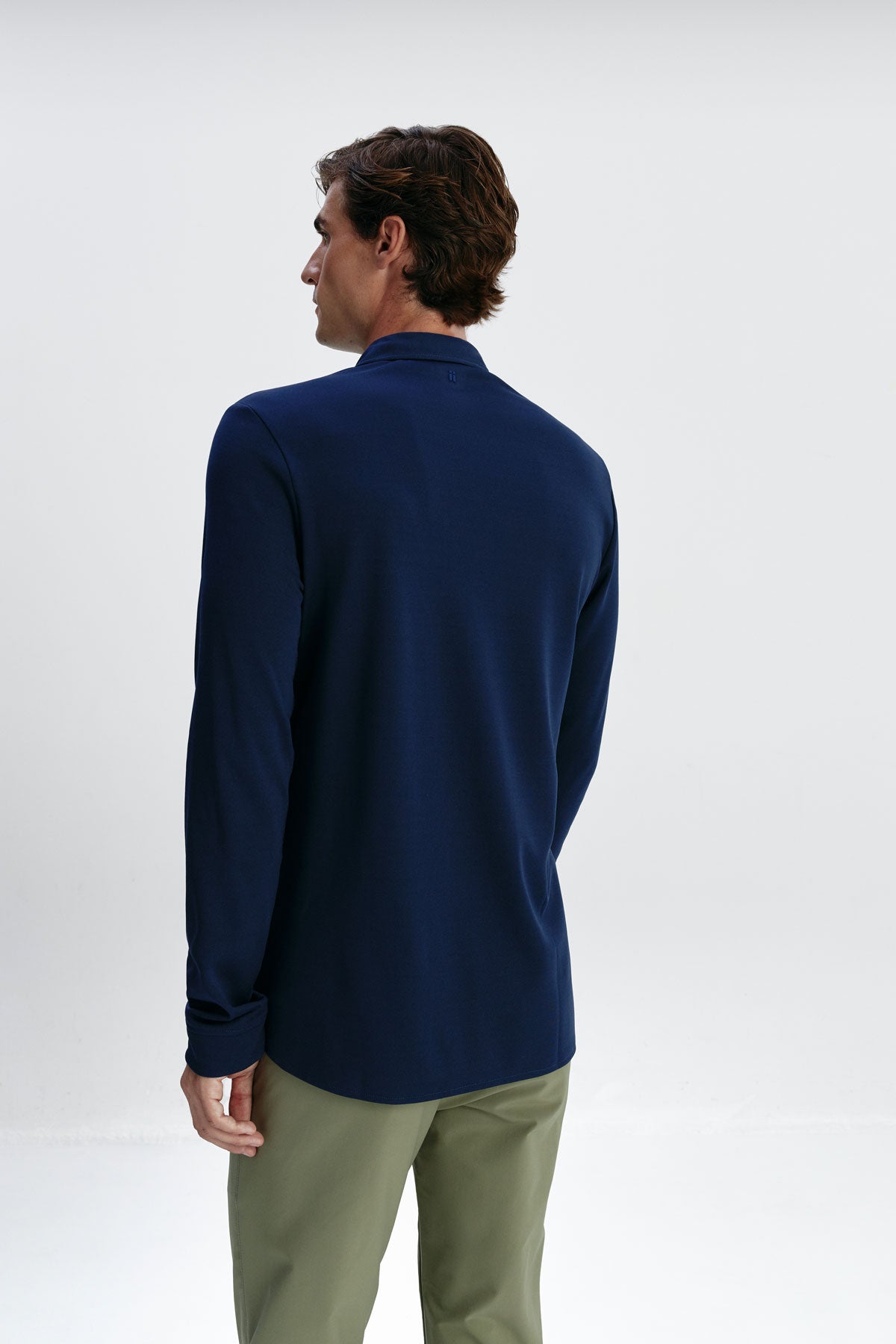 Long sleeve sapphire blue polo shirt