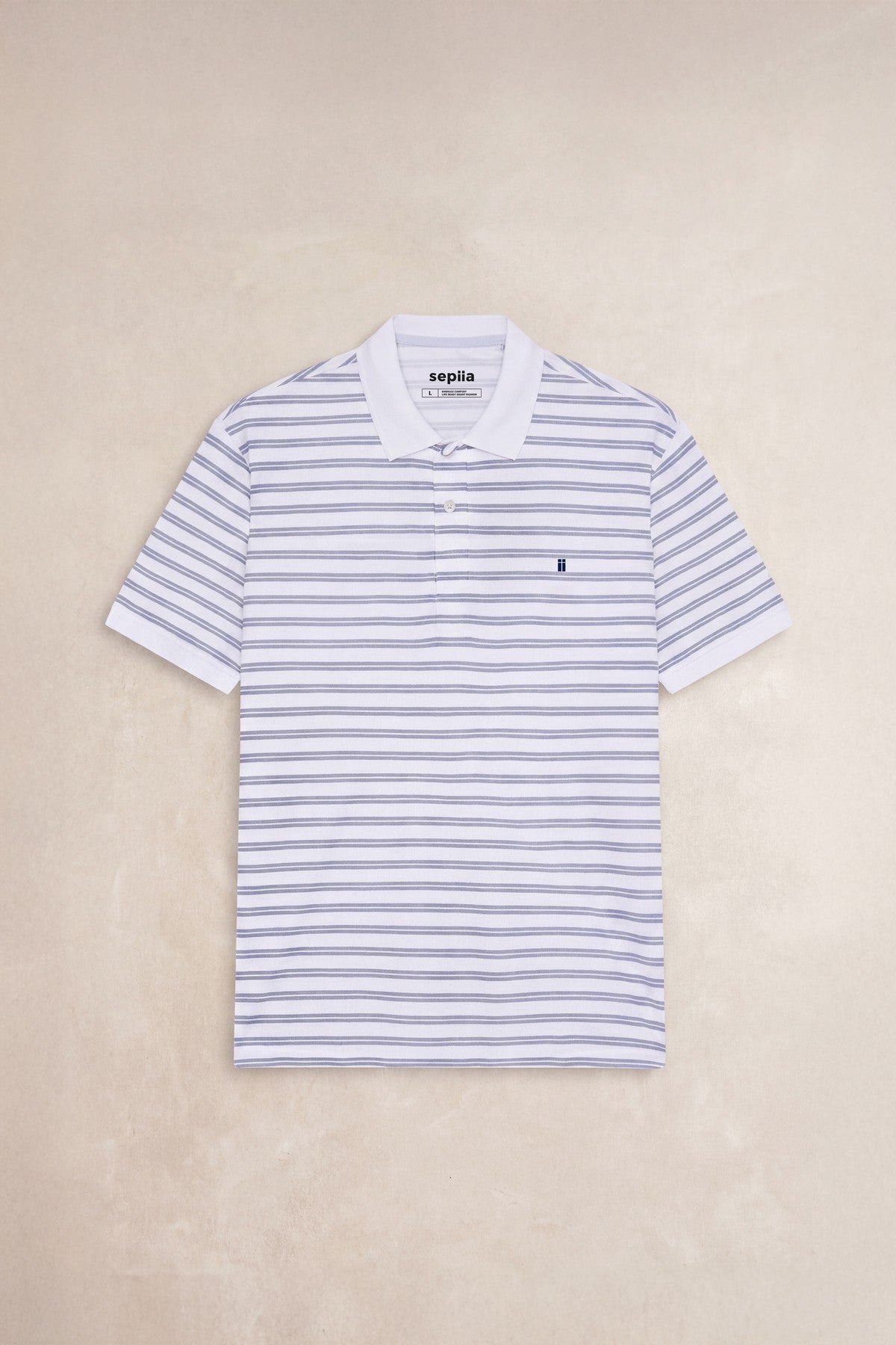 Polo manga corta hombre rayas azul zafiro