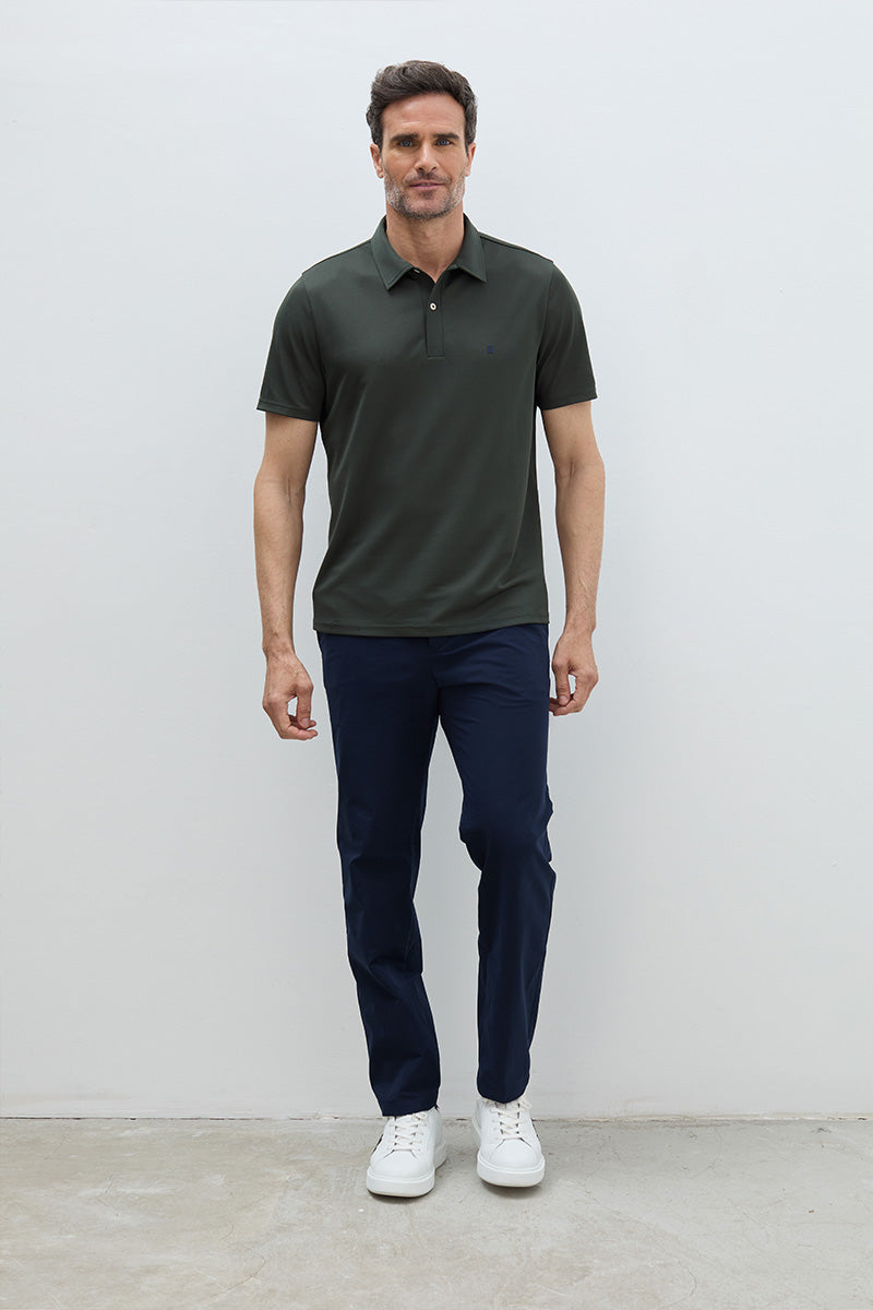 polo manga corta verde hombre look completo