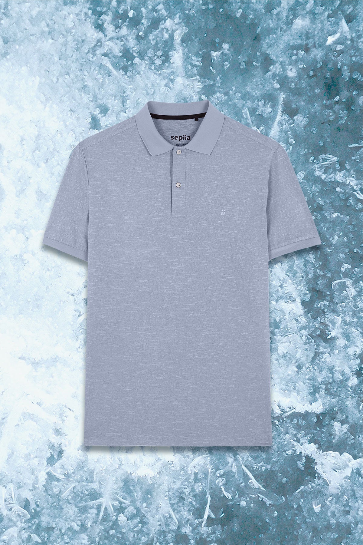 Camisa polo masculina ICE em azul halo melange