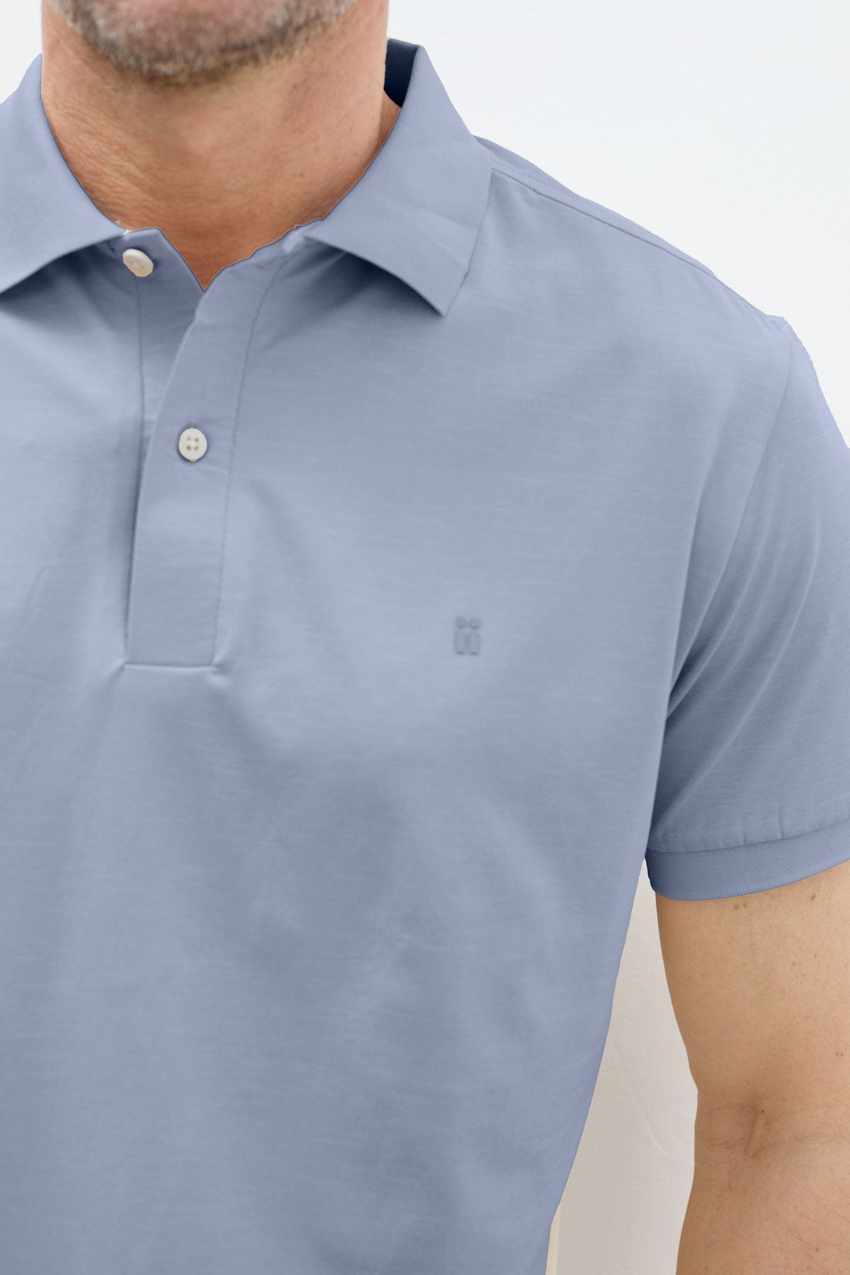 polo ice manga corta azul halo hombre detalle 