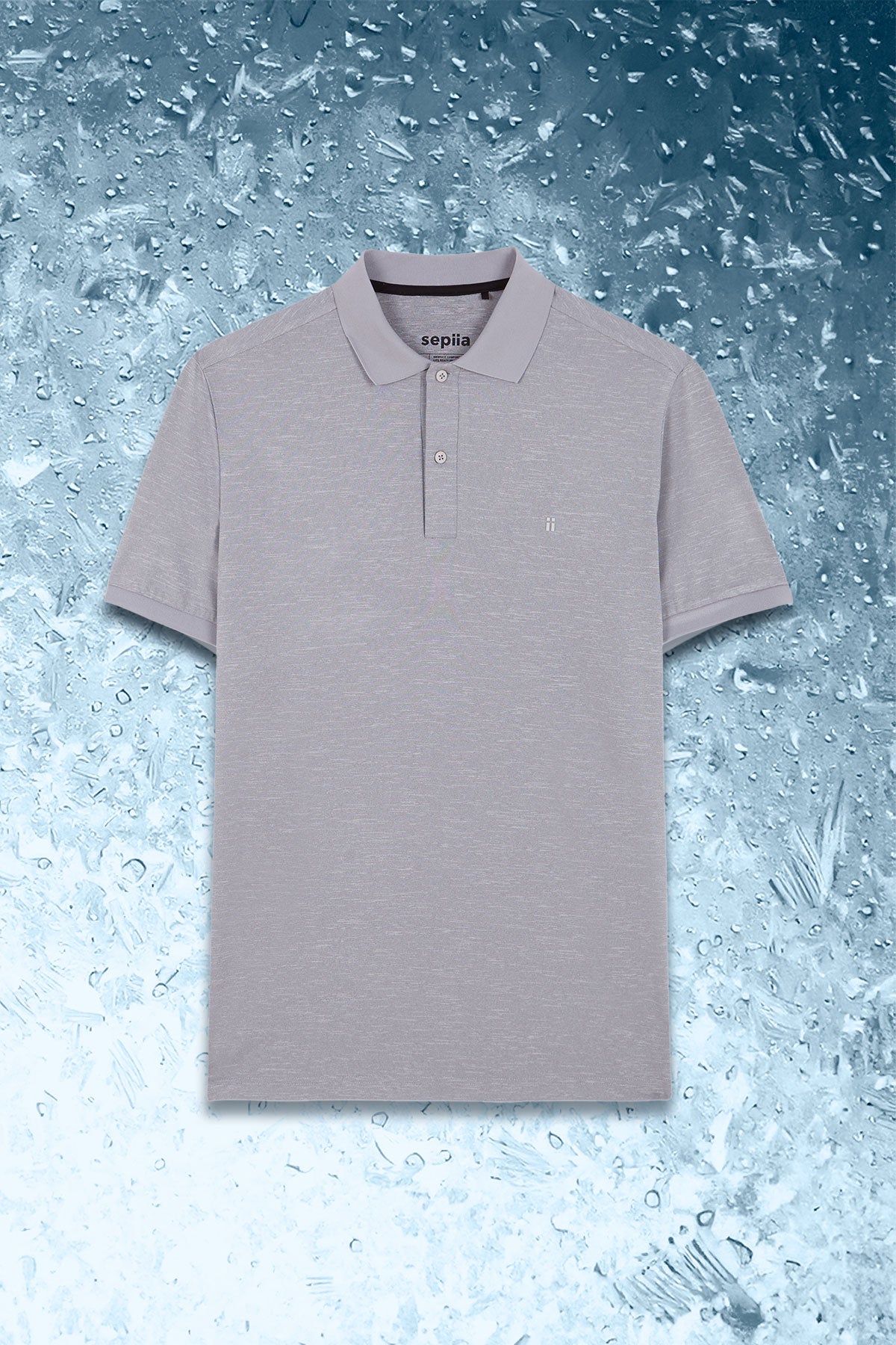 Camisa polo masculina ICE em cinza egeu mesclado