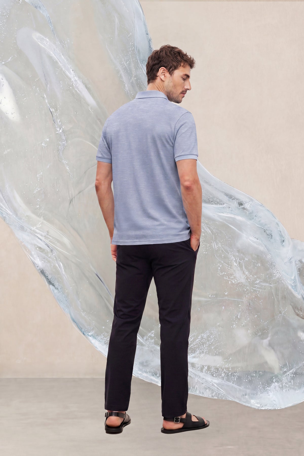 ICE men's halo melange blue polo shirt