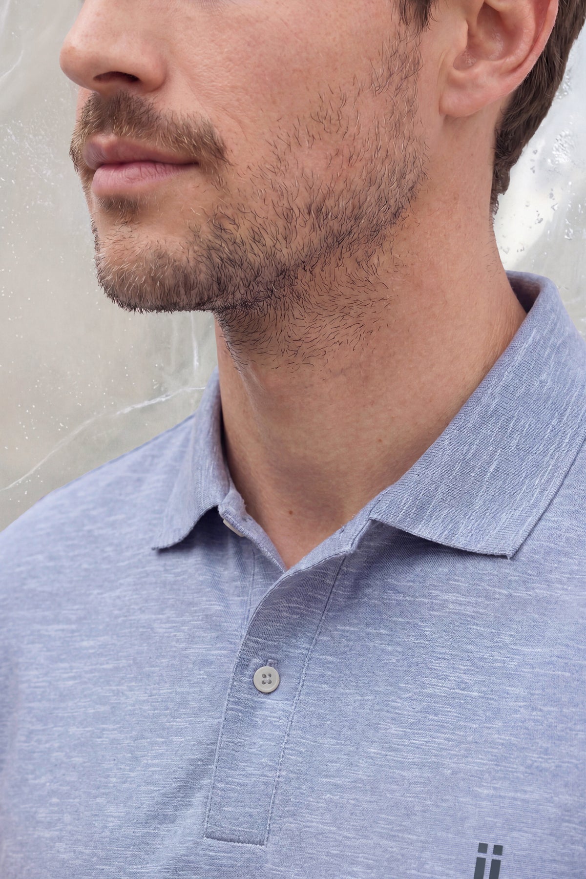 ICE men's halo melange blue polo shirt