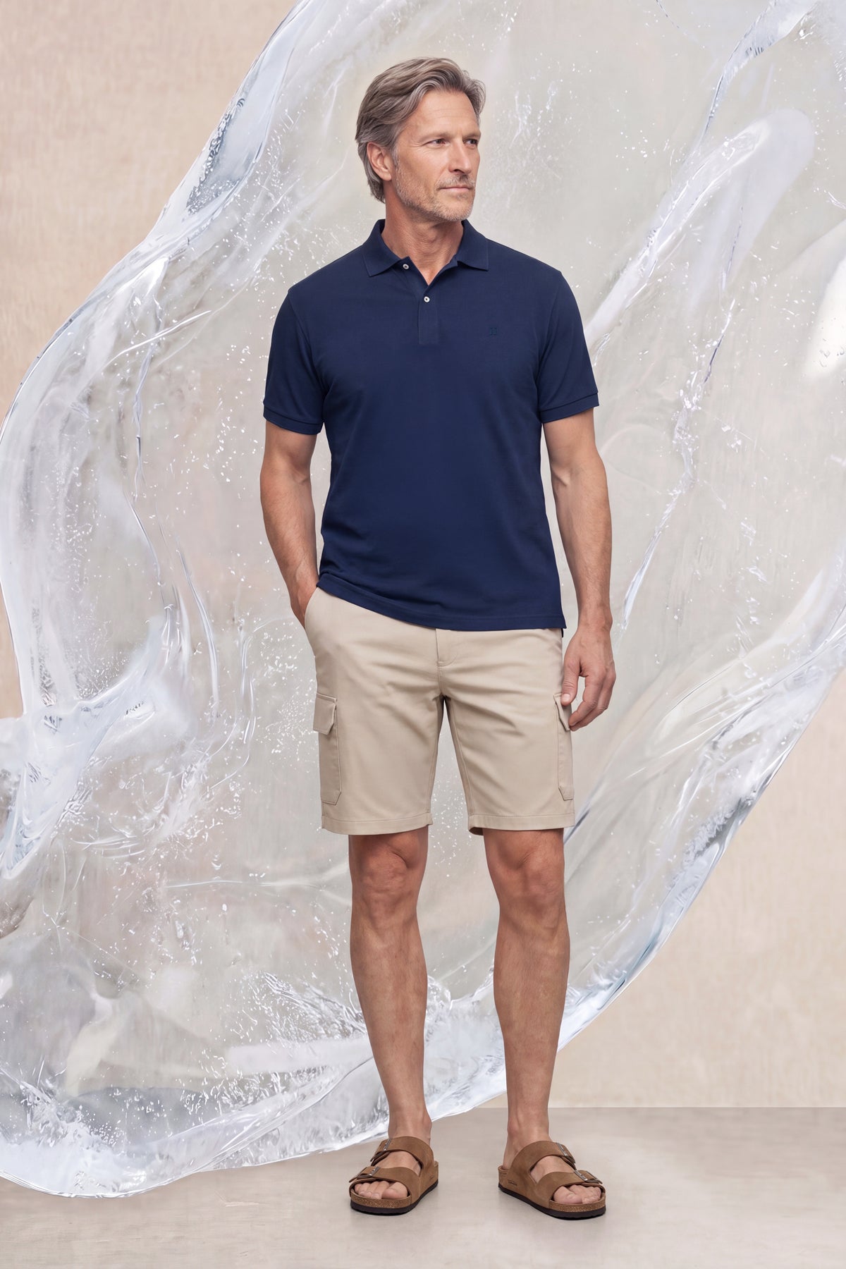 Polo manga corta hombre azul marino Ice