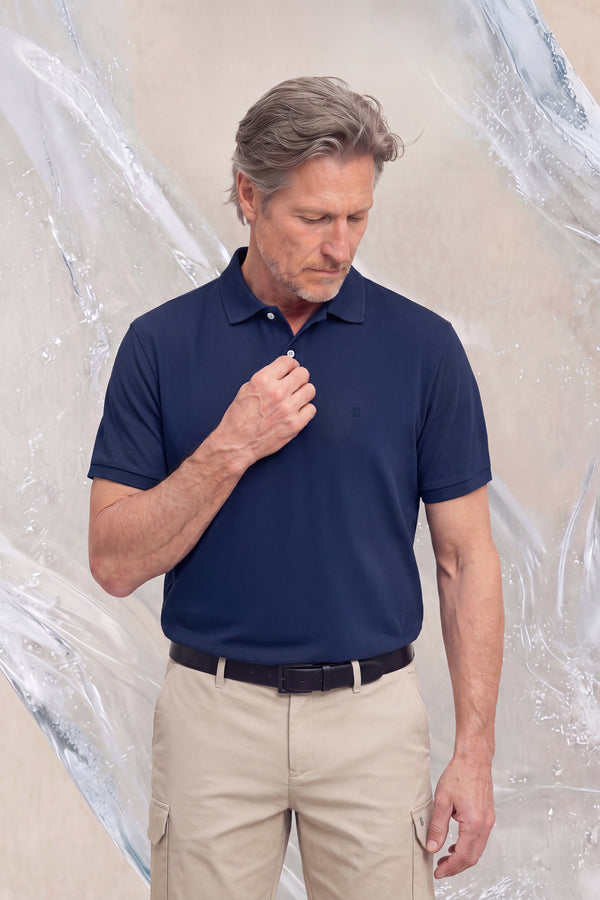 Polo manga corta hombre azul oscuro Ice