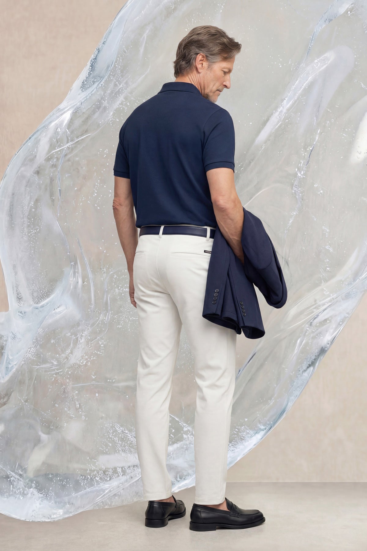 Men's navy blue Ice short-sleeved polo shirt