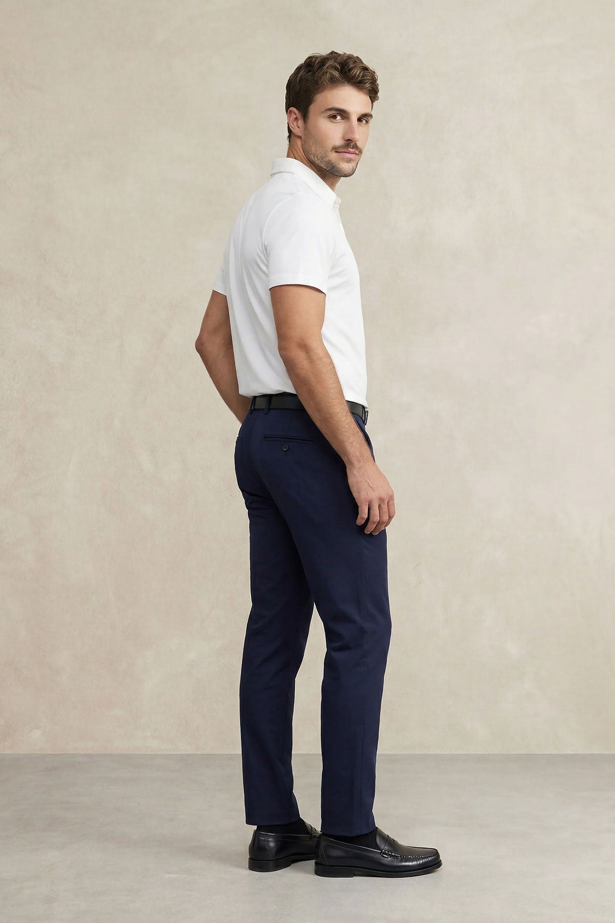 Short sleeve white polo shirt