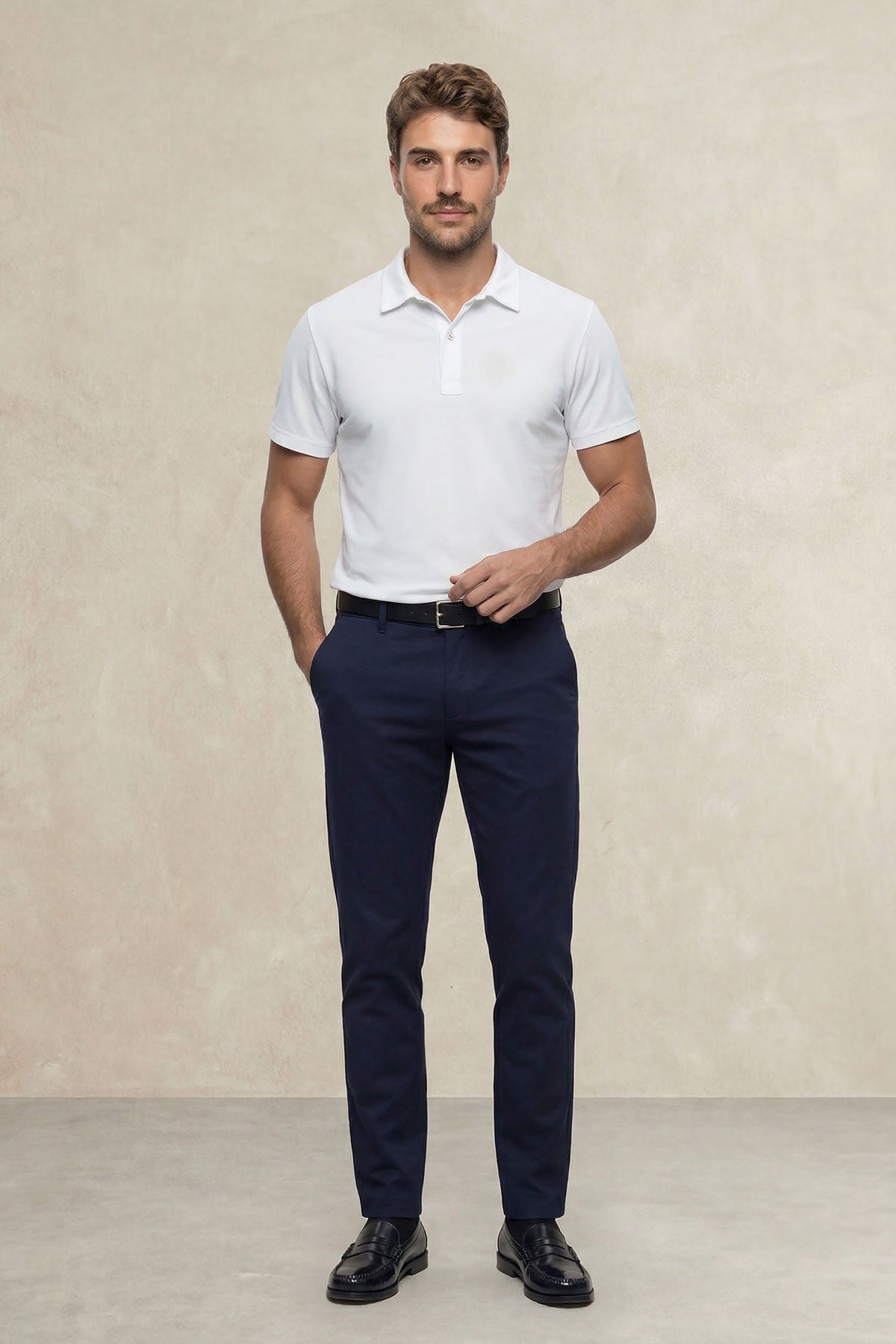 Short sleeve white polo shirt