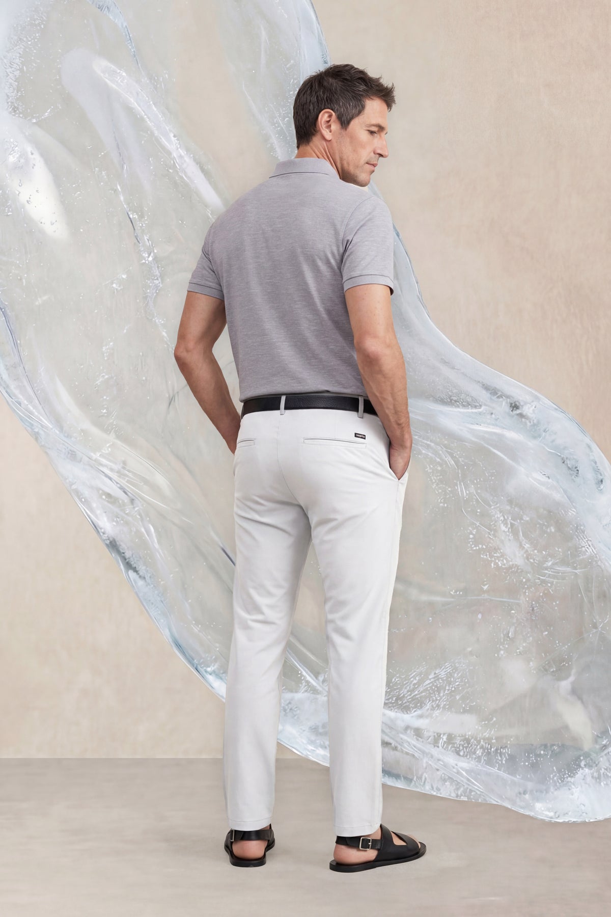 Polo manga corta hombre estampado gris melange Ice