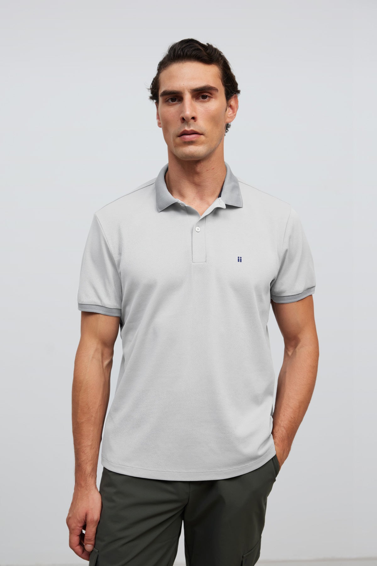 Polo de manga curta para homem, cinza Ranger