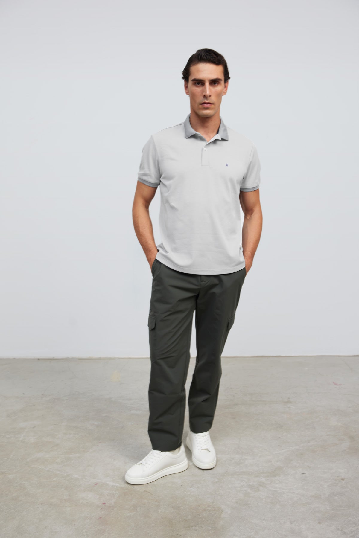 Polo de manga curta para homem, cinza Ranger