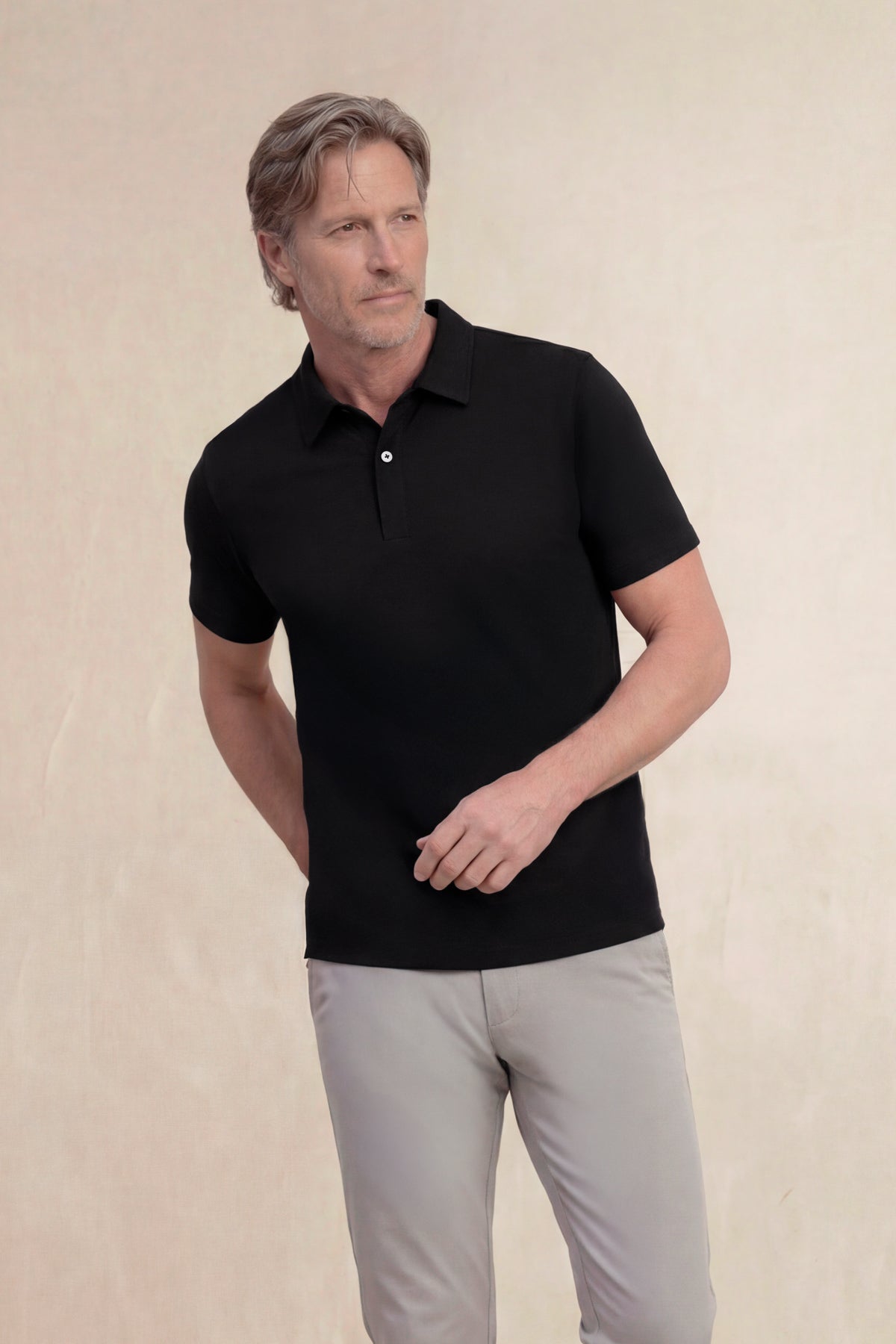 Polo manga corta hombre negro