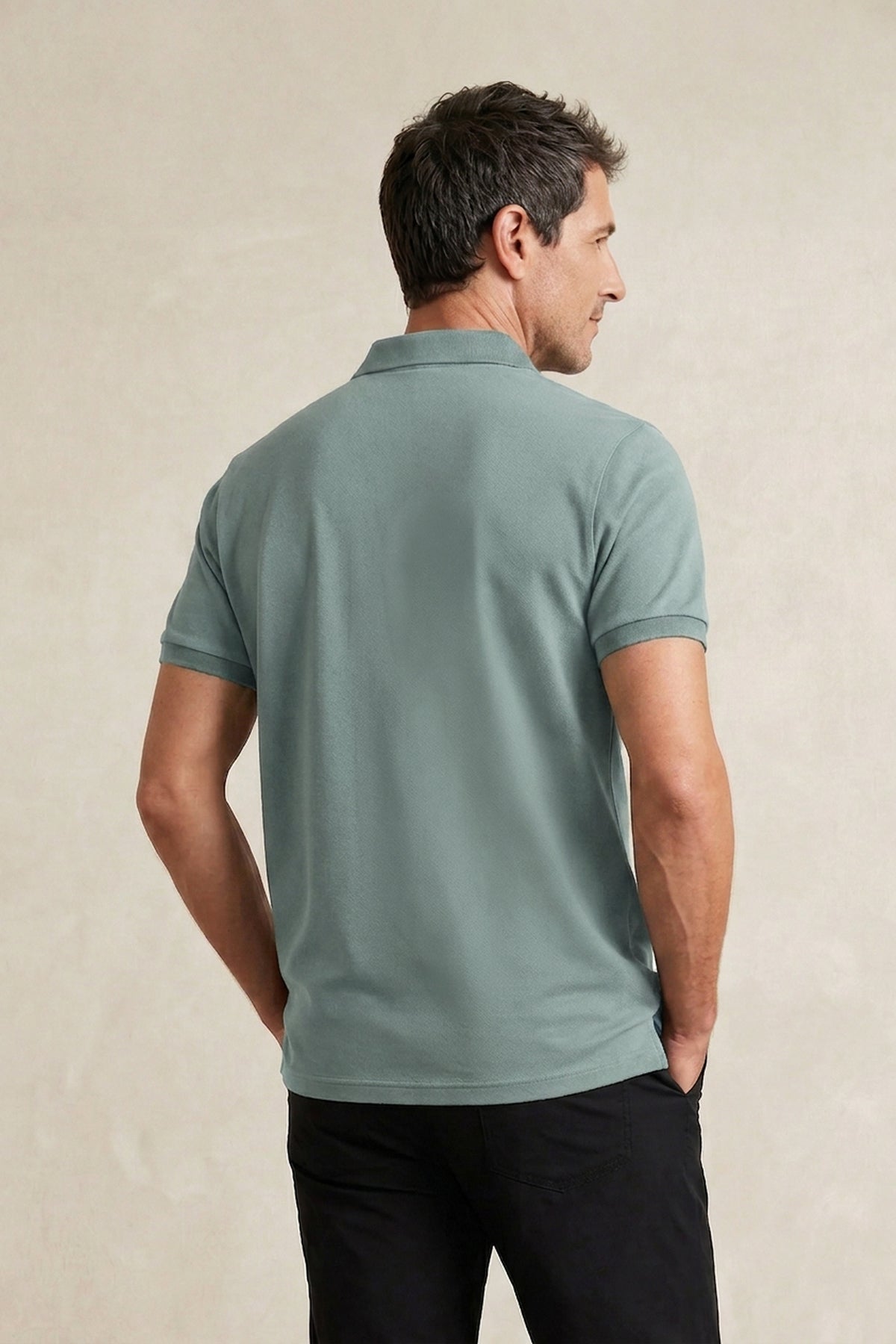 Men's short-sleeved polo shirt in Ranger green