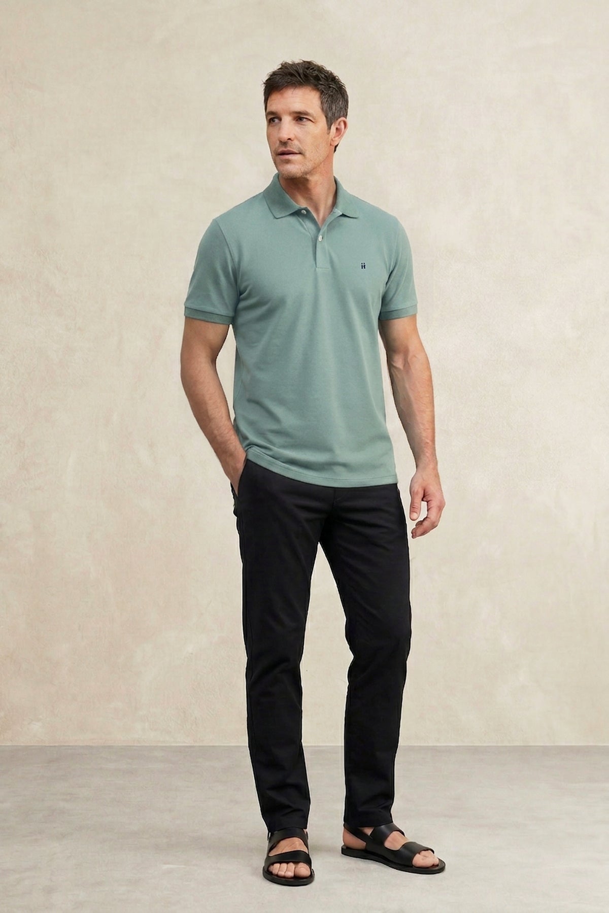 Men's short-sleeved polo shirt in Ranger green