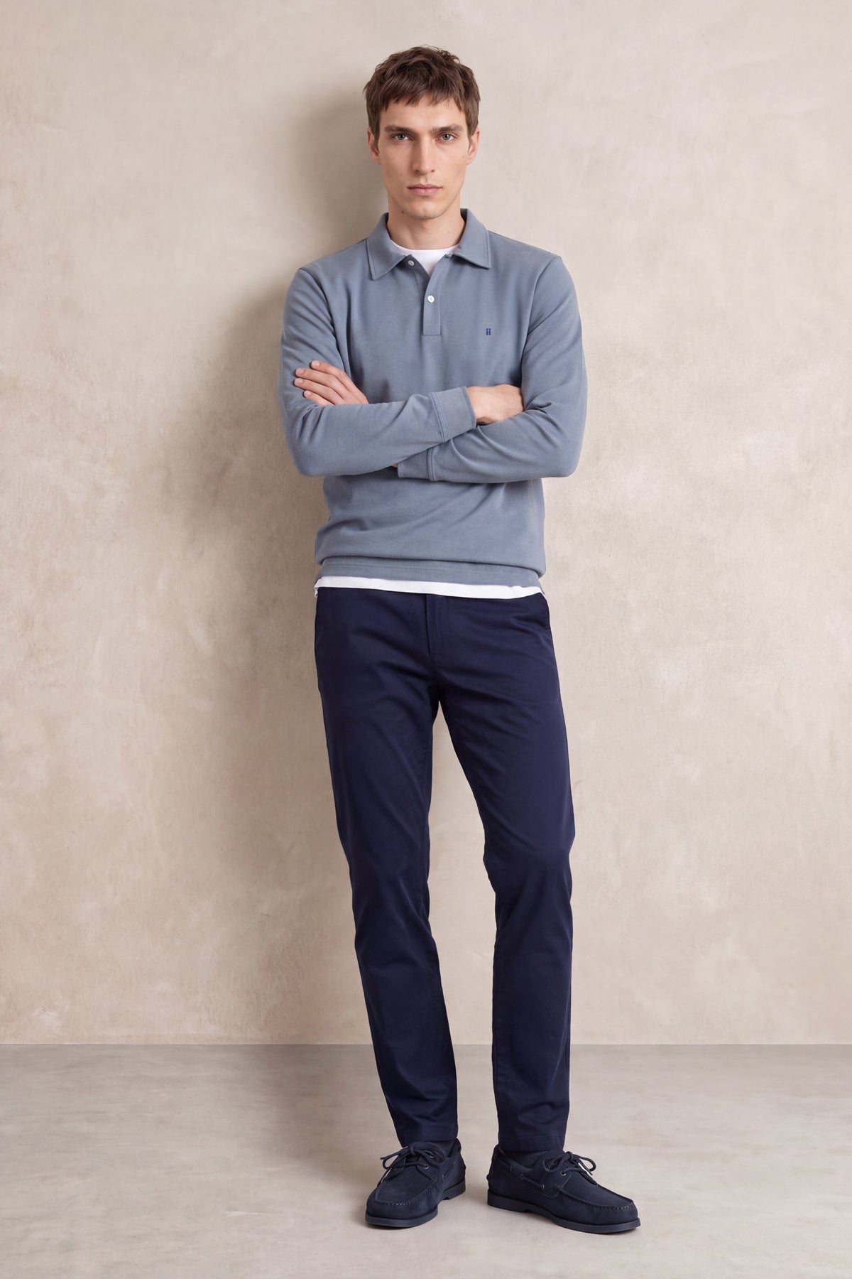 Polo manga larga hombre azul grisaceo Ranger