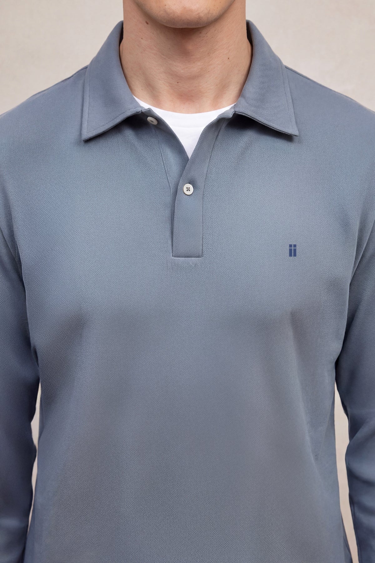 Polo manga larga hombre azul grisaceo Ranger