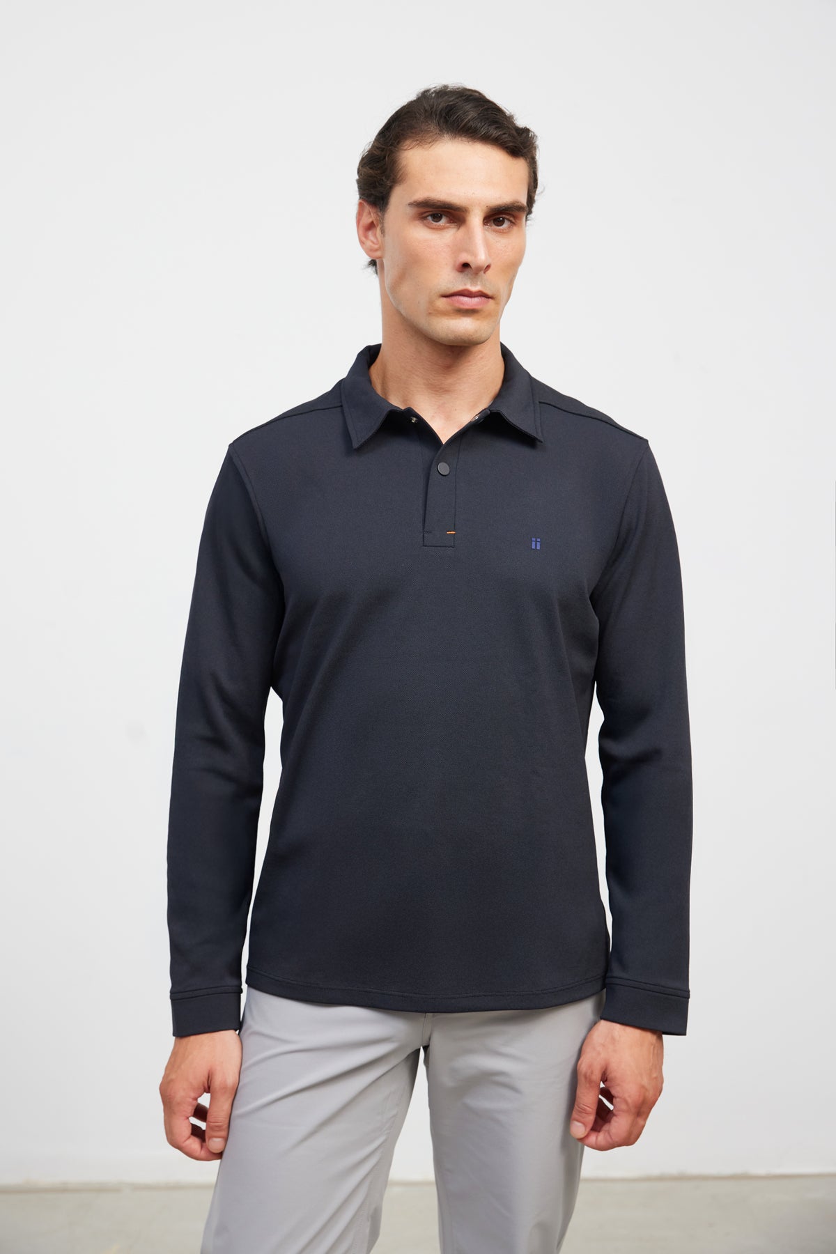polo manga larga azul marino ranger warm plus plano medio 
