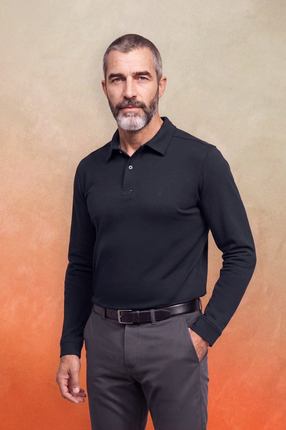 Polo manga larga hombre azul marino Warm+