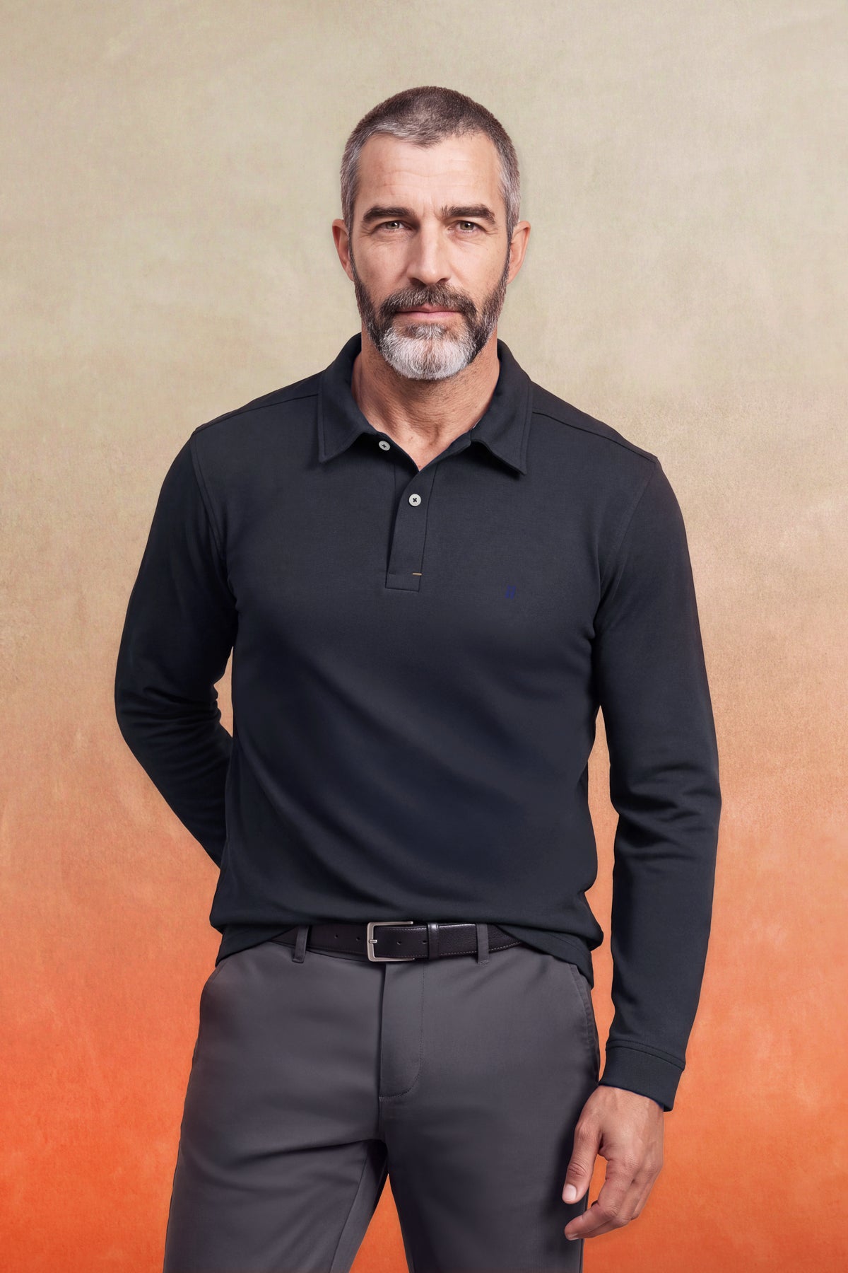 Polo manga larga hombre azul marino Warm+