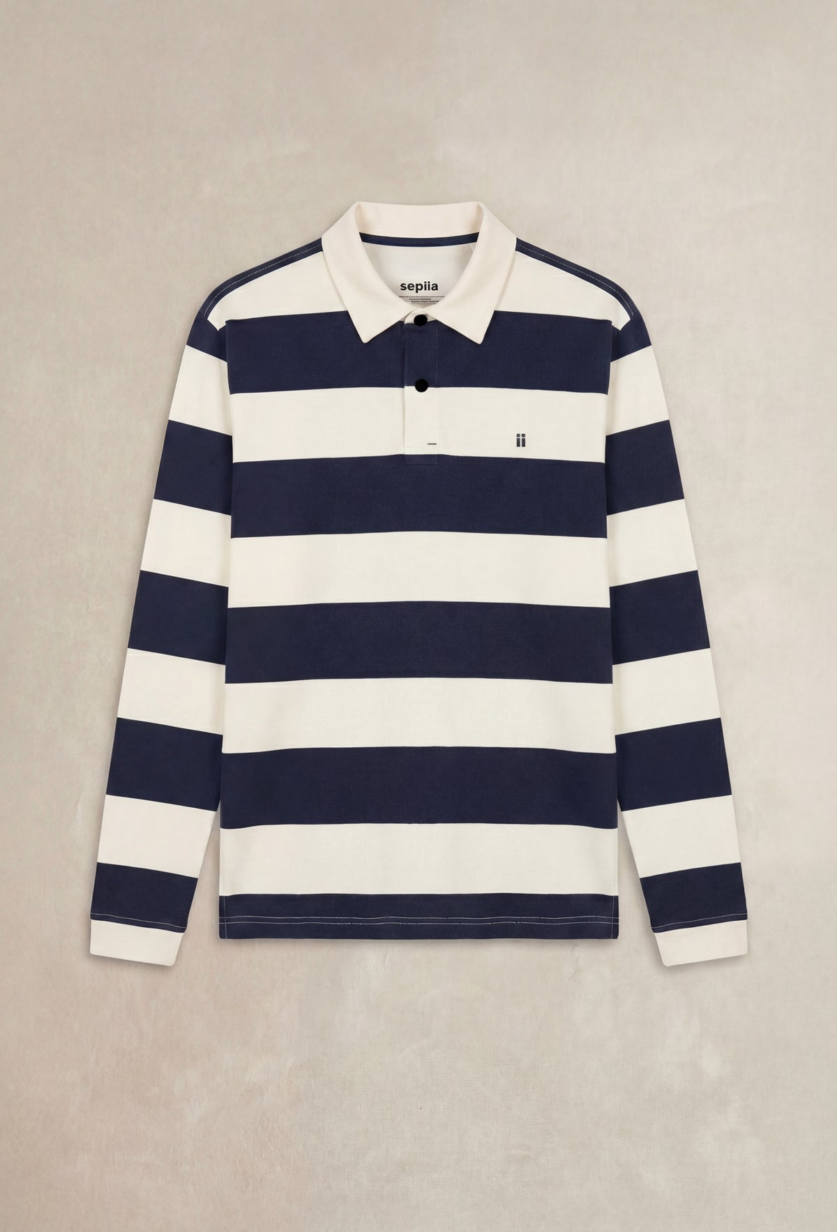 Polo de manga comprida para homem com estampa listrada azul marinho Quente