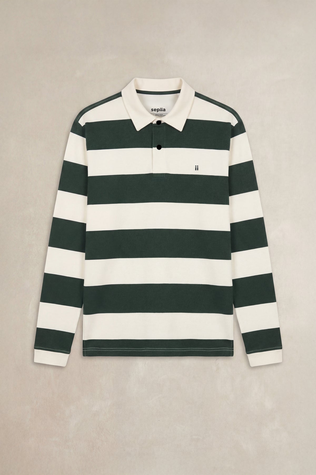 Polo de homem de manga comprida com estampado listrado verde Quente