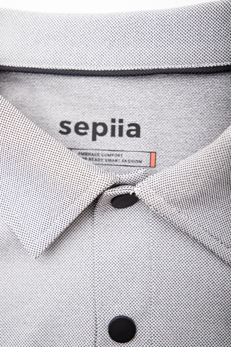 Men's long-sleeved polo shirt in grey Warm