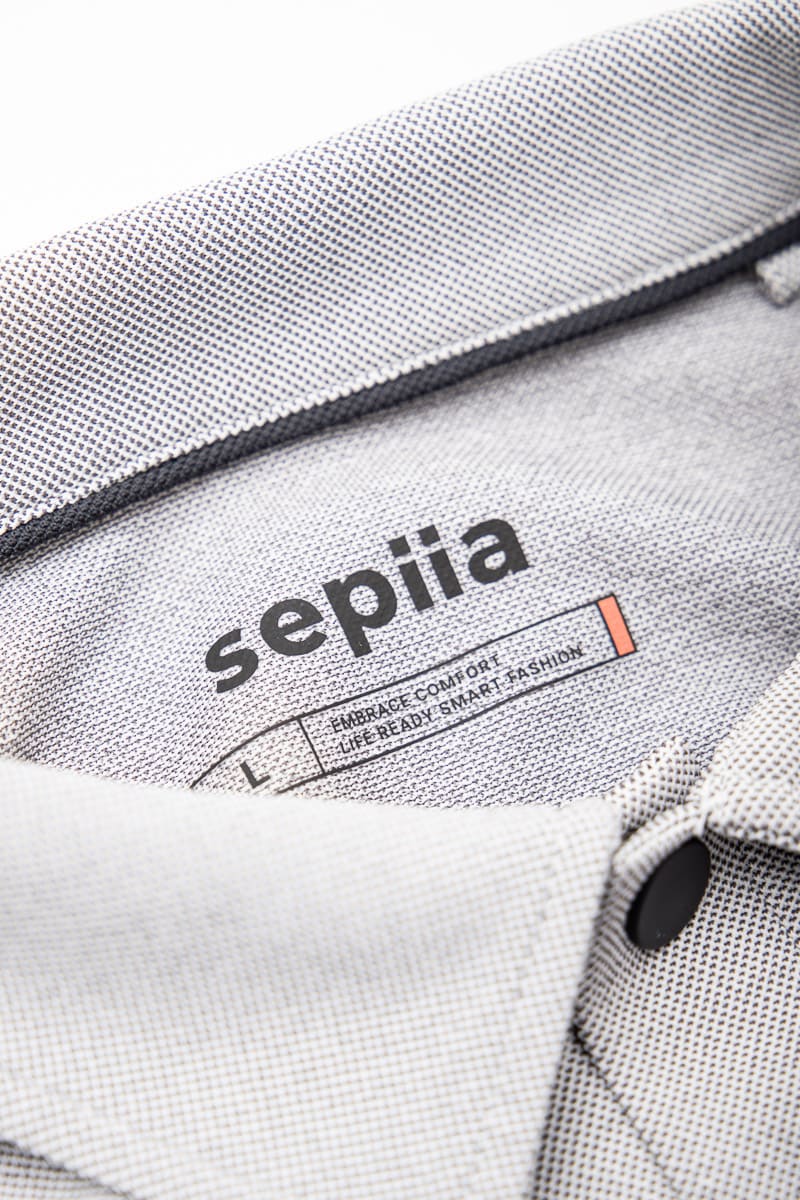 Men's long-sleeved polo shirt in grey Warm