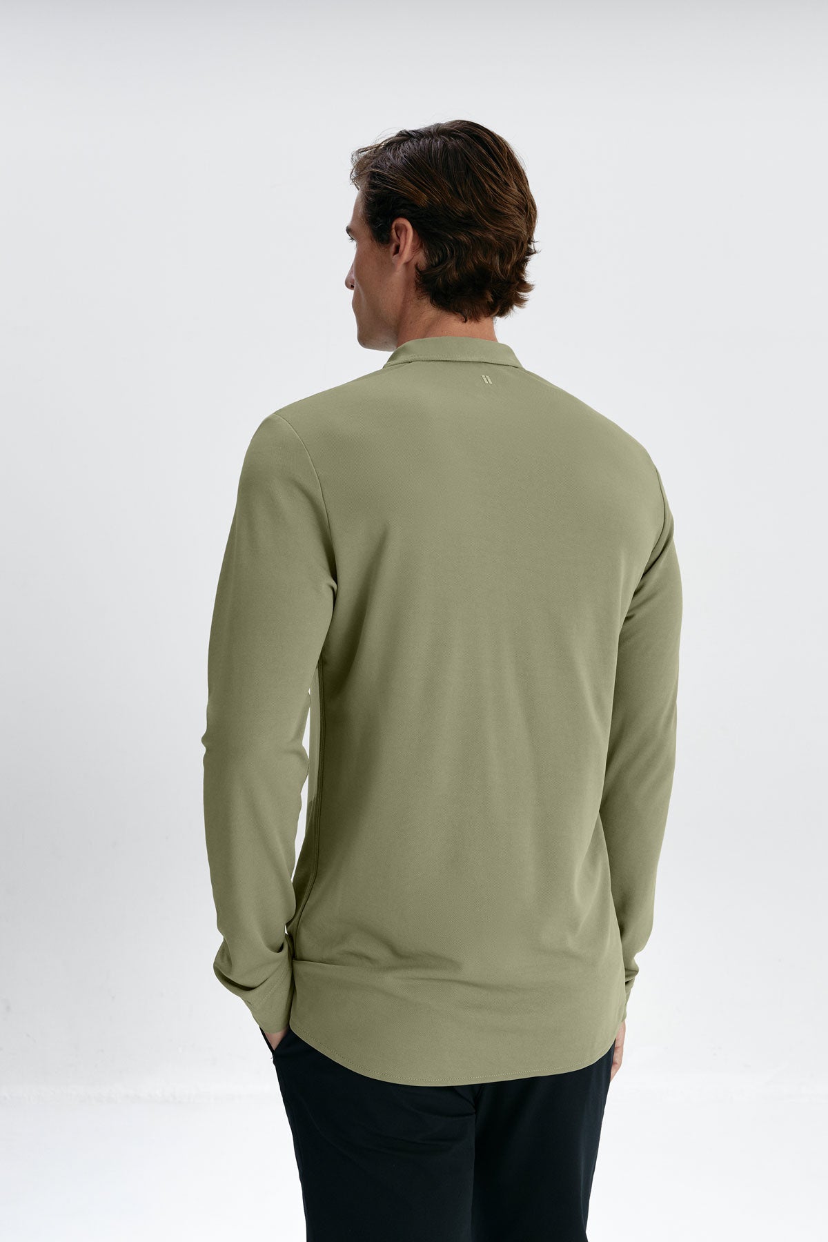 Malachite green long sleeve polo 