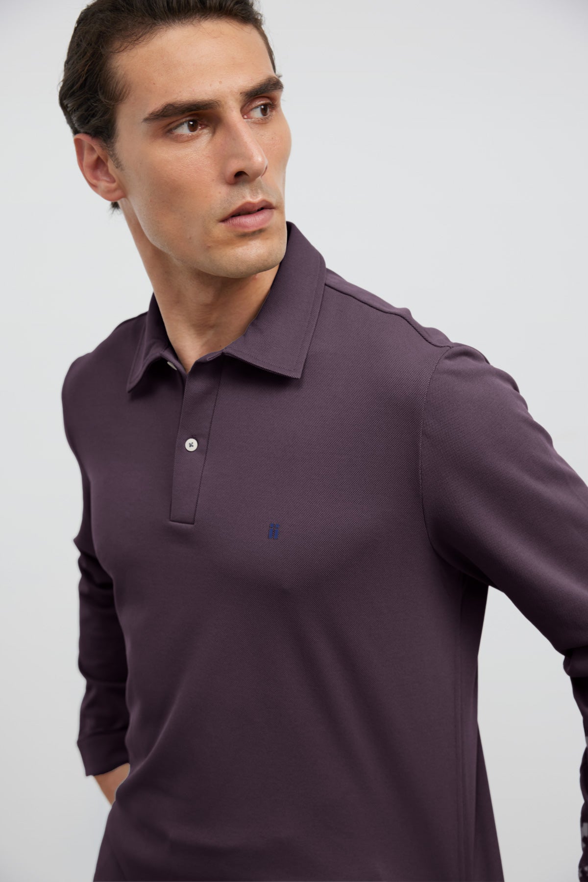 Polo de manga comprida para homem na cor ameixa Ranger