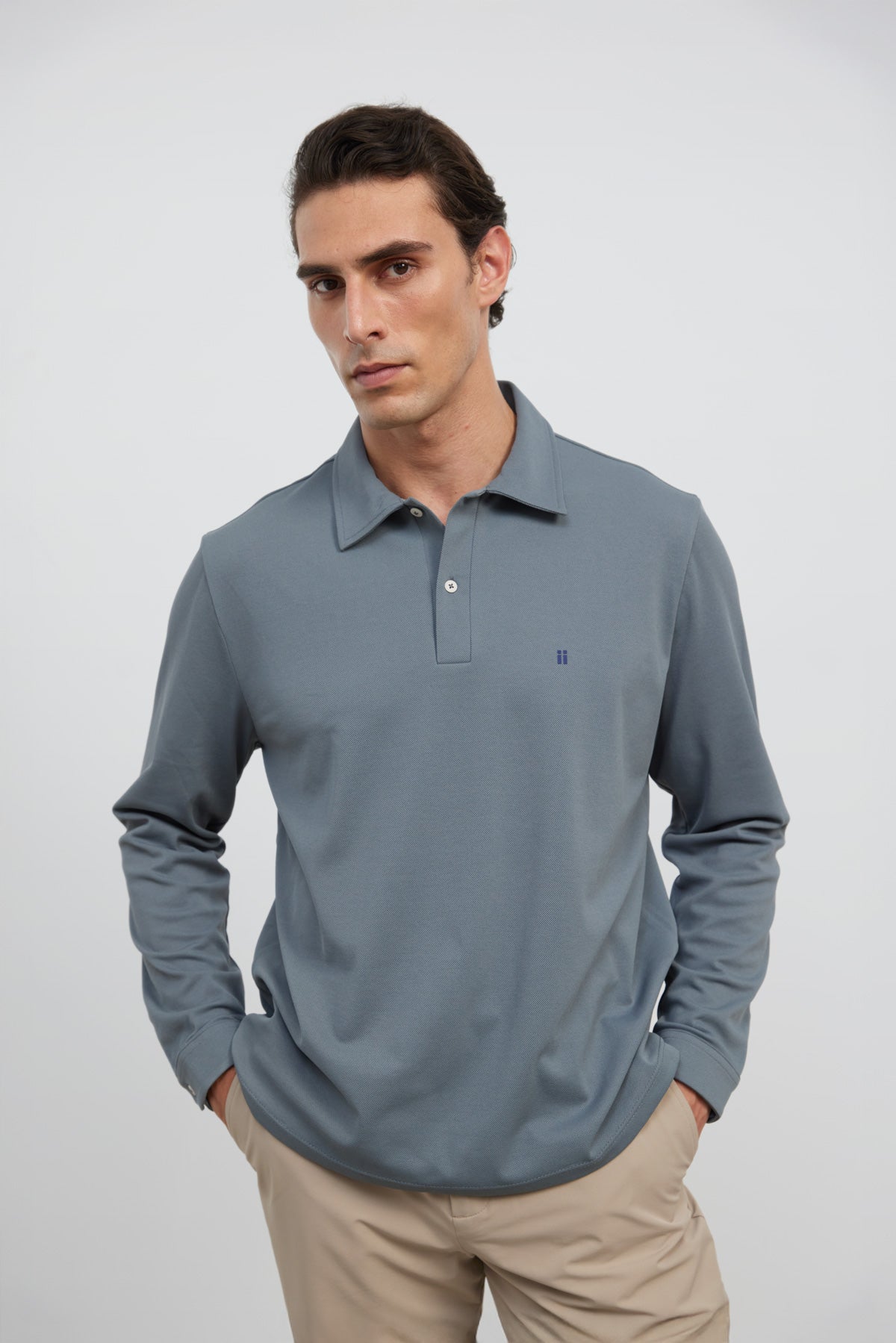 Polo de manga comprida para homem em azul acinzentado Ranger