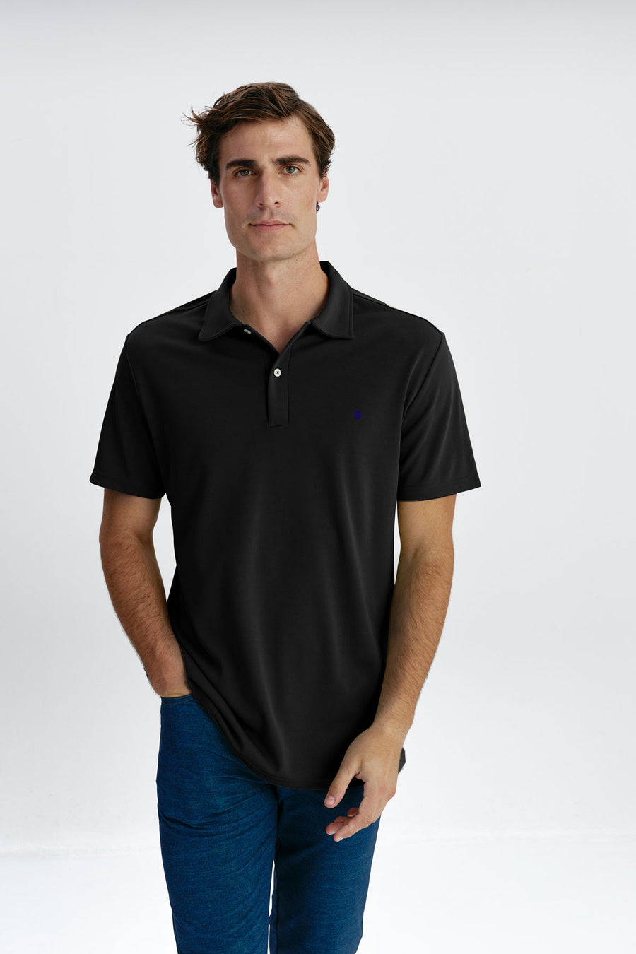 Polo manga corta hombre negro