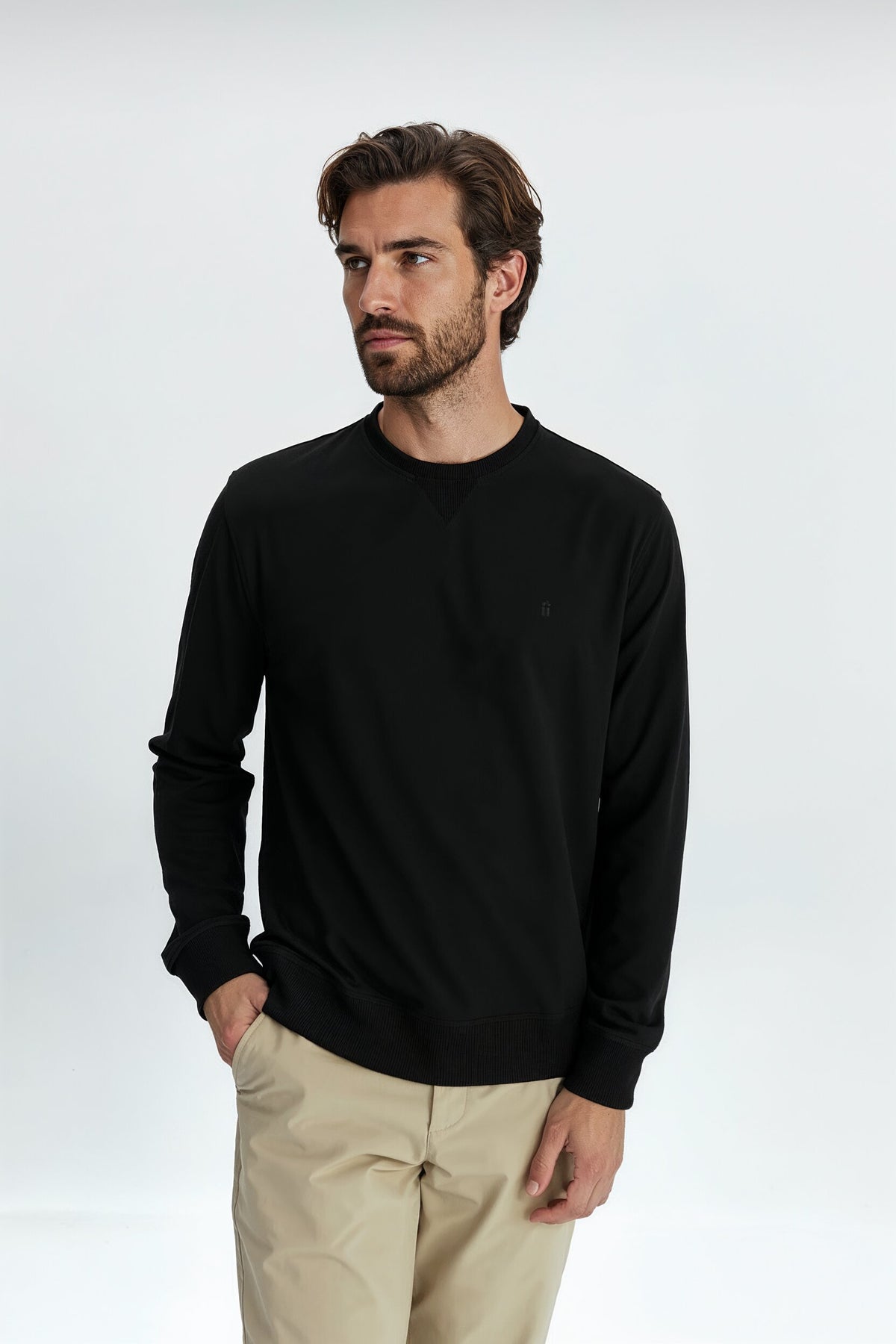 Unisex Black Pique Sweatshirt
