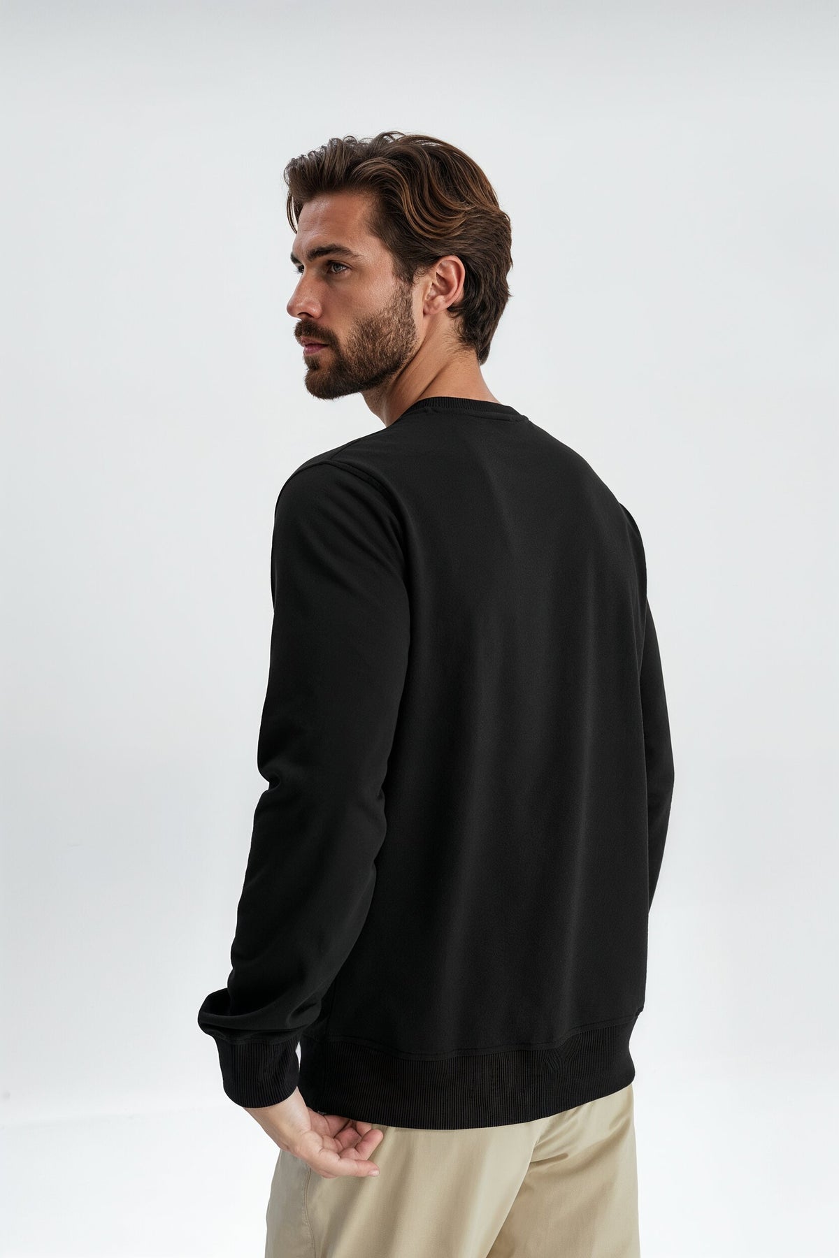 Unisex Black Pique Sweatshirt